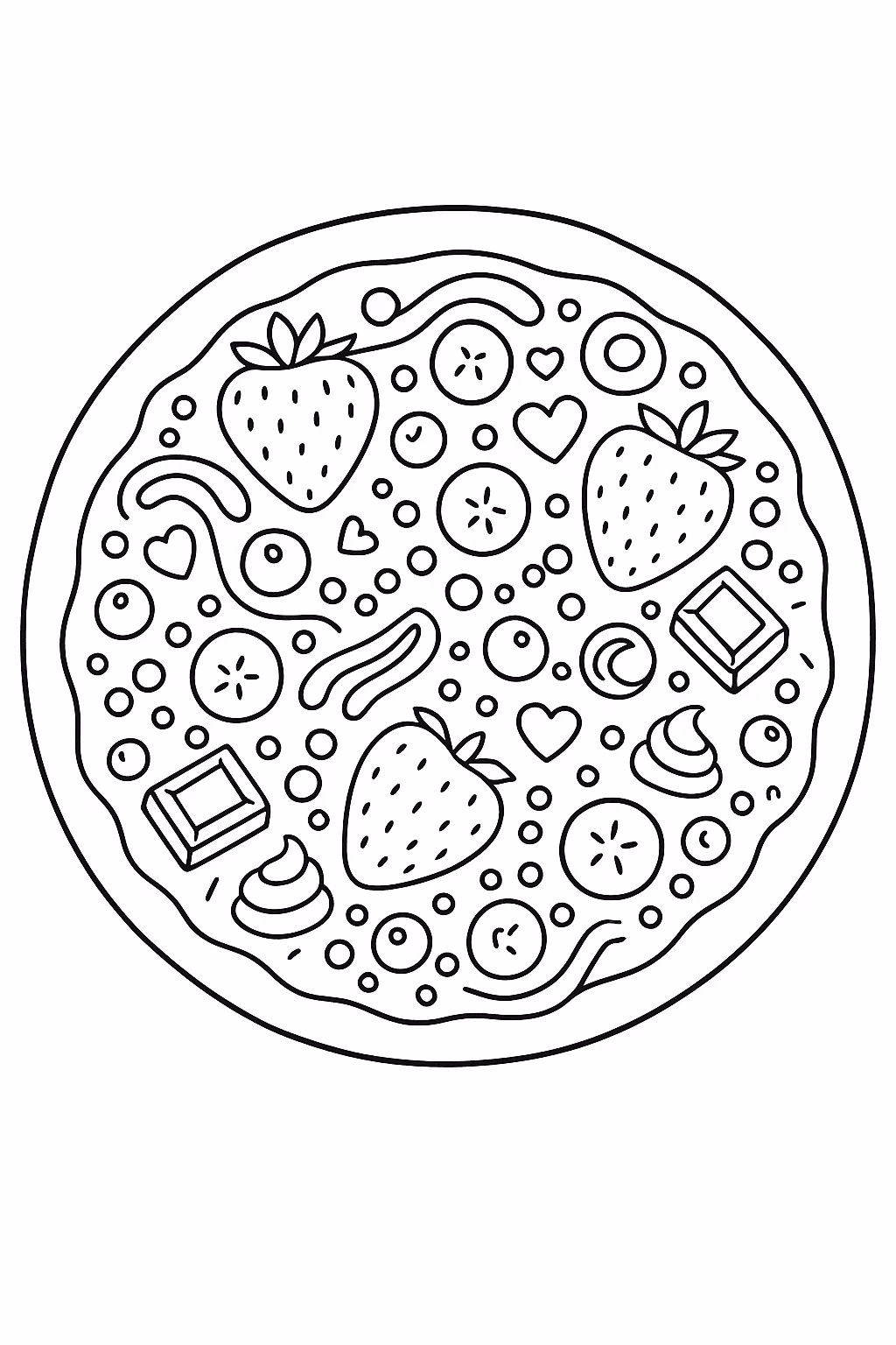 Pizza doce para colorir — desenho para imprimir