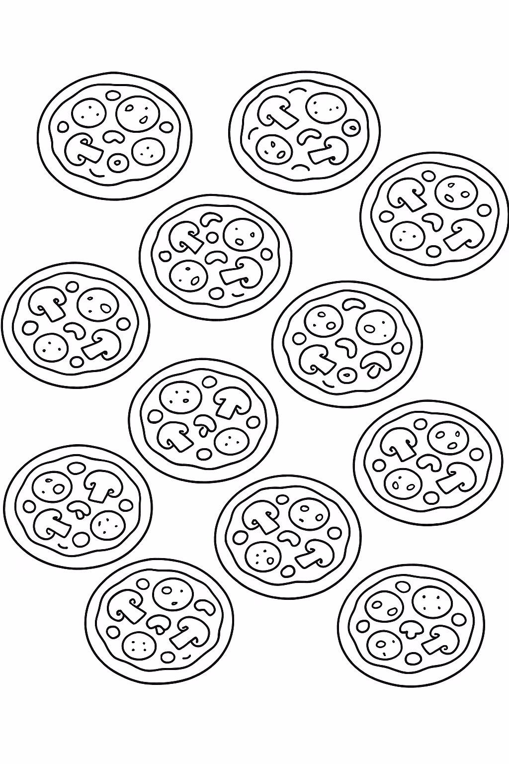 Pizza mini para colorir — desenho para imprimir