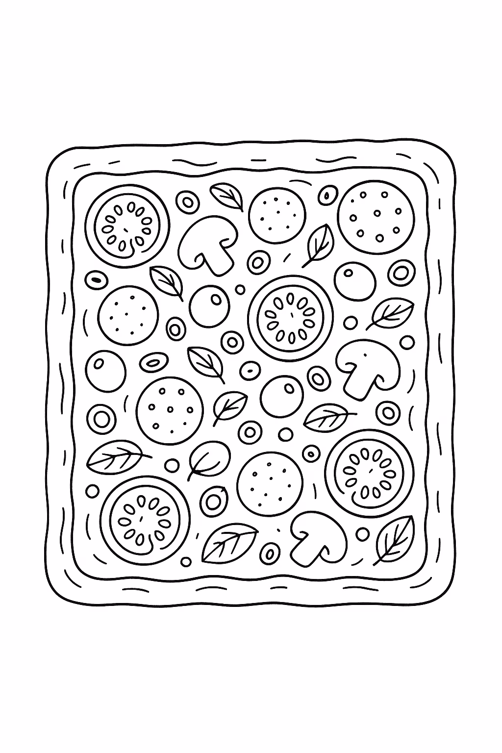 Pizza siciliana para colorir — desenho para imprimir