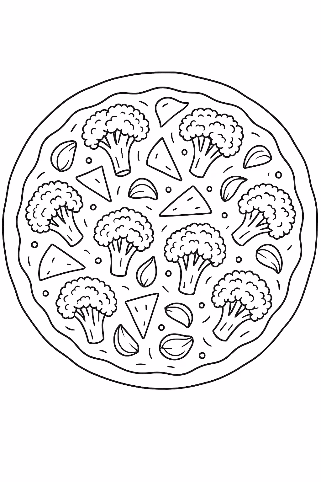 Pizza broccoli para colorir — desenho para imprimir