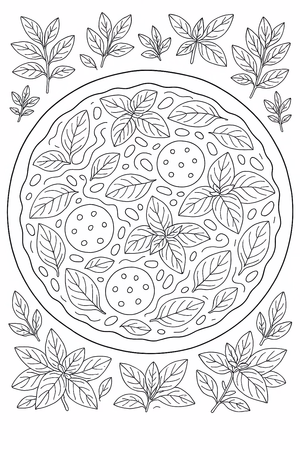 Pizza pesto para colorir — desenho para imprimir