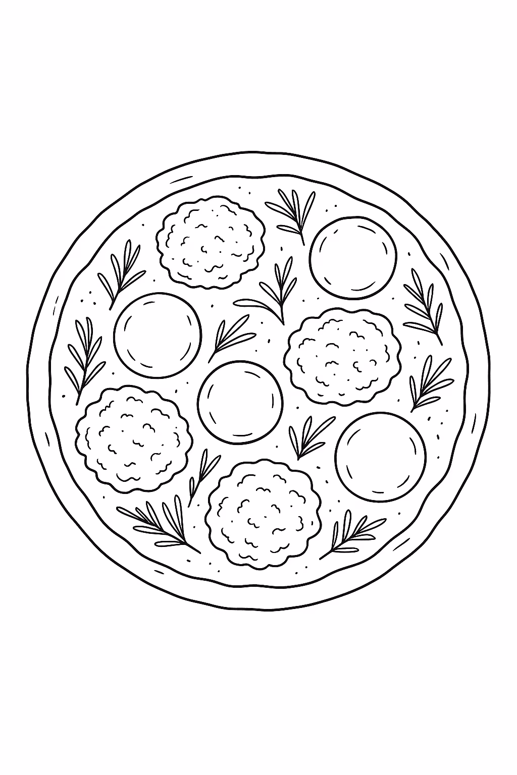 Pizza bianca para colorir — desenho para imprimir