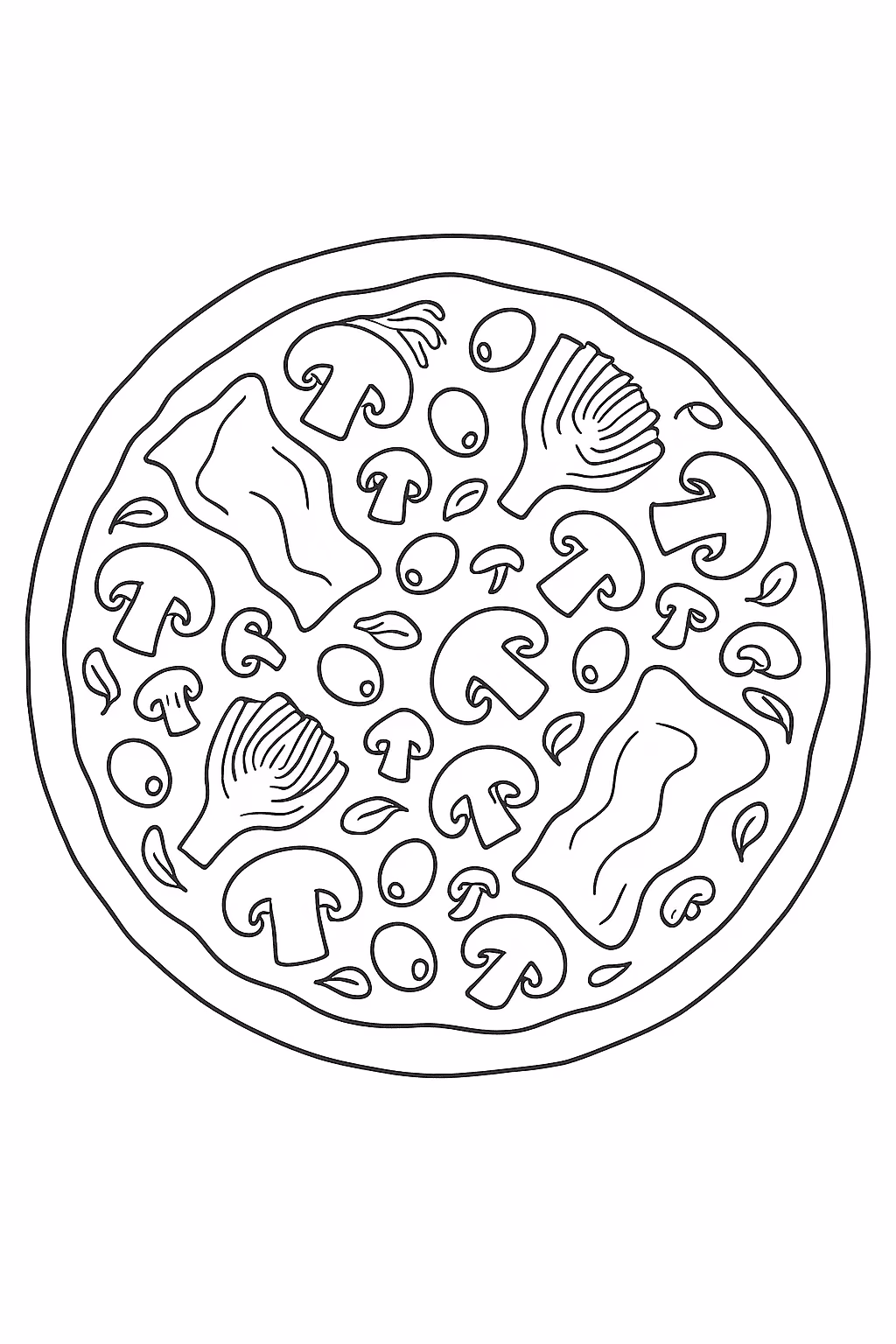 Pizza capricciosa para colorir — desenho para imprimir