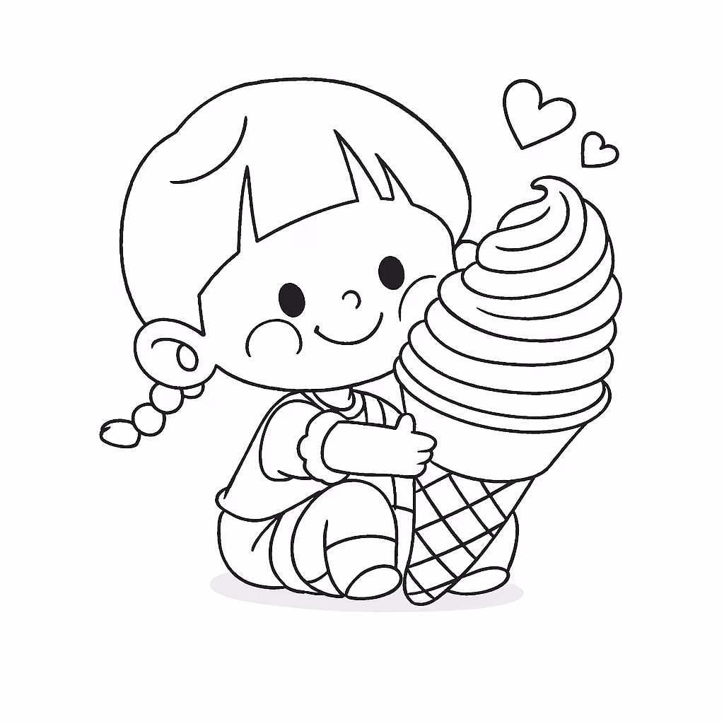 Sorvete para colorir — desenho para imprimir