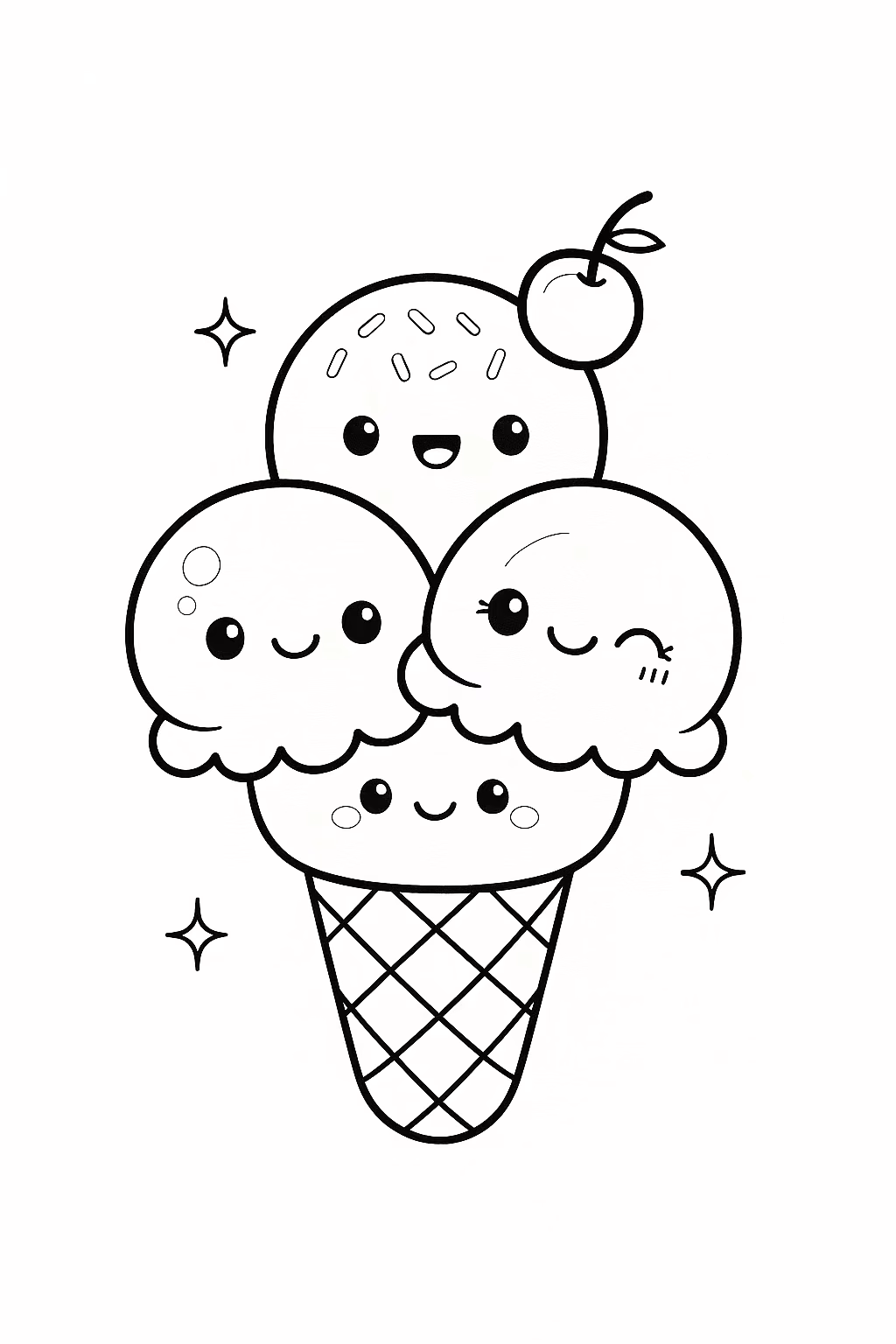 Sorvete e para colorir — desenho para imprimir