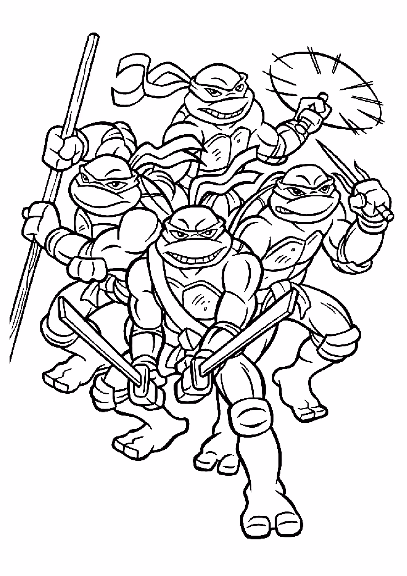 Tartarugas ninja e para colorir — desenho para imprimir