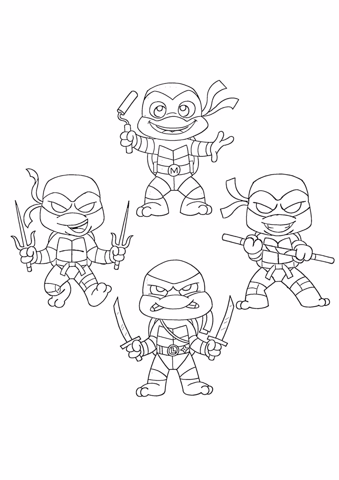 Tartarugas ninja e para colorir — desenho para imprimir