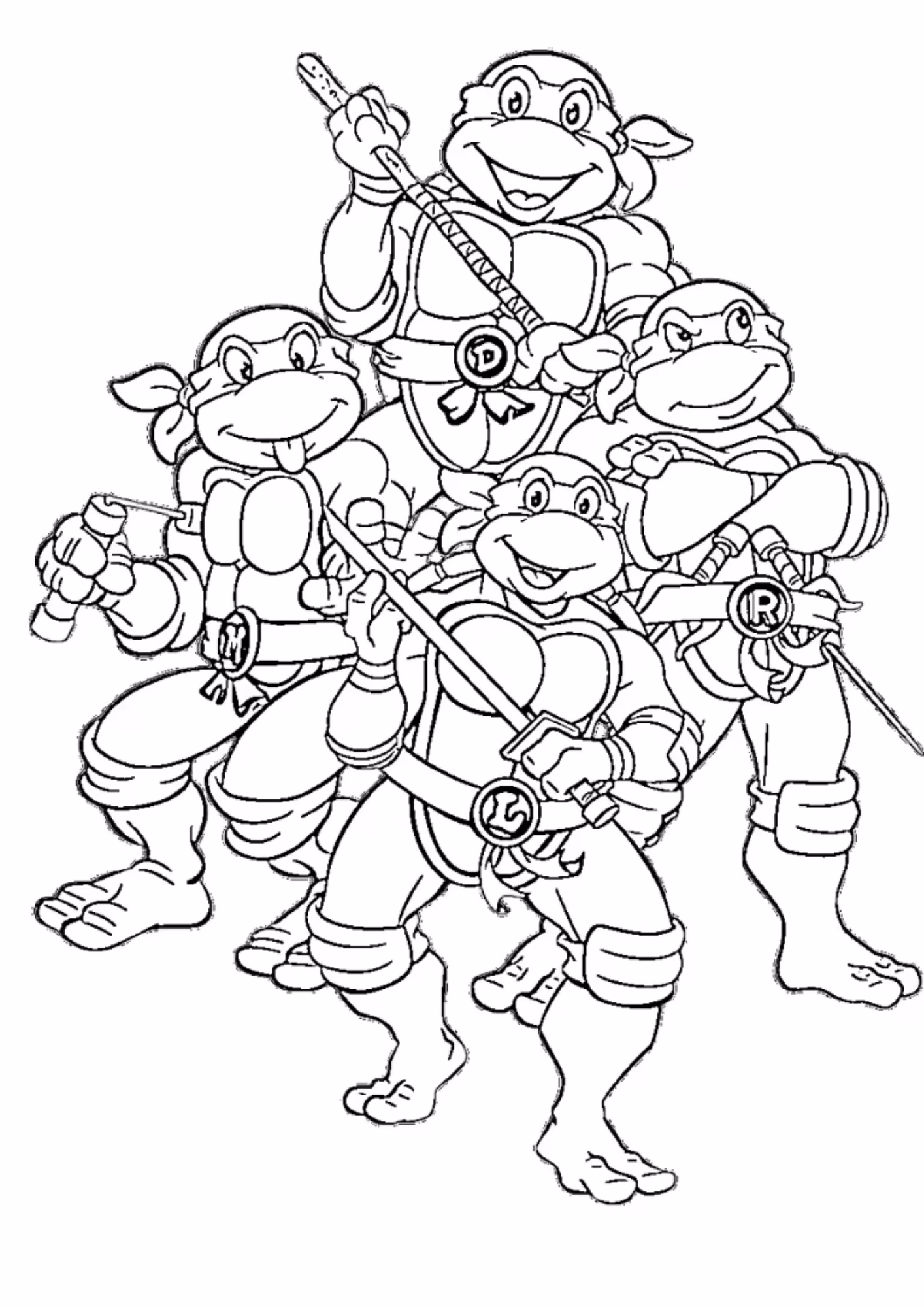 Tartarugas ninja e para colorir — desenho para imprimir