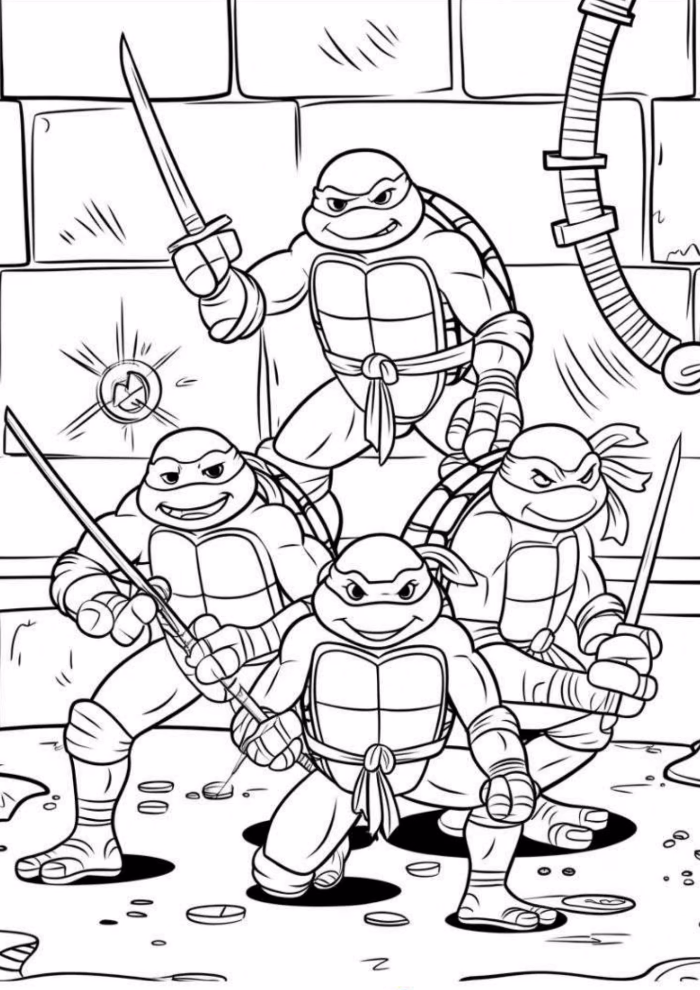 Tartarugas ninja e para colorir — desenho para imprimir