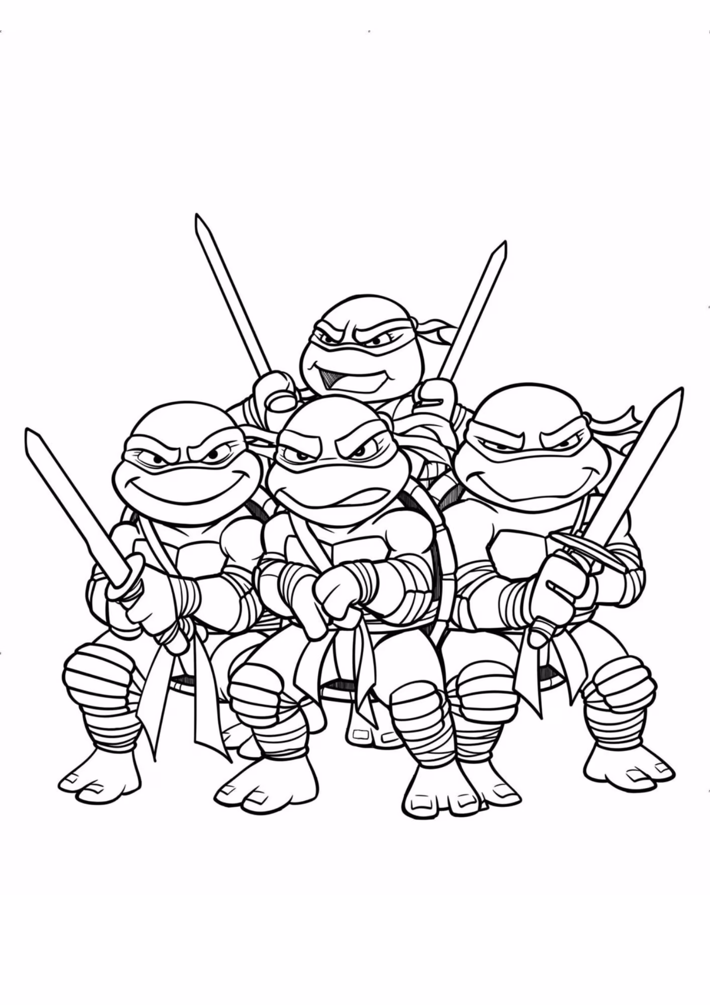 Tartarugas ninja e para colorir — desenho para imprimir
