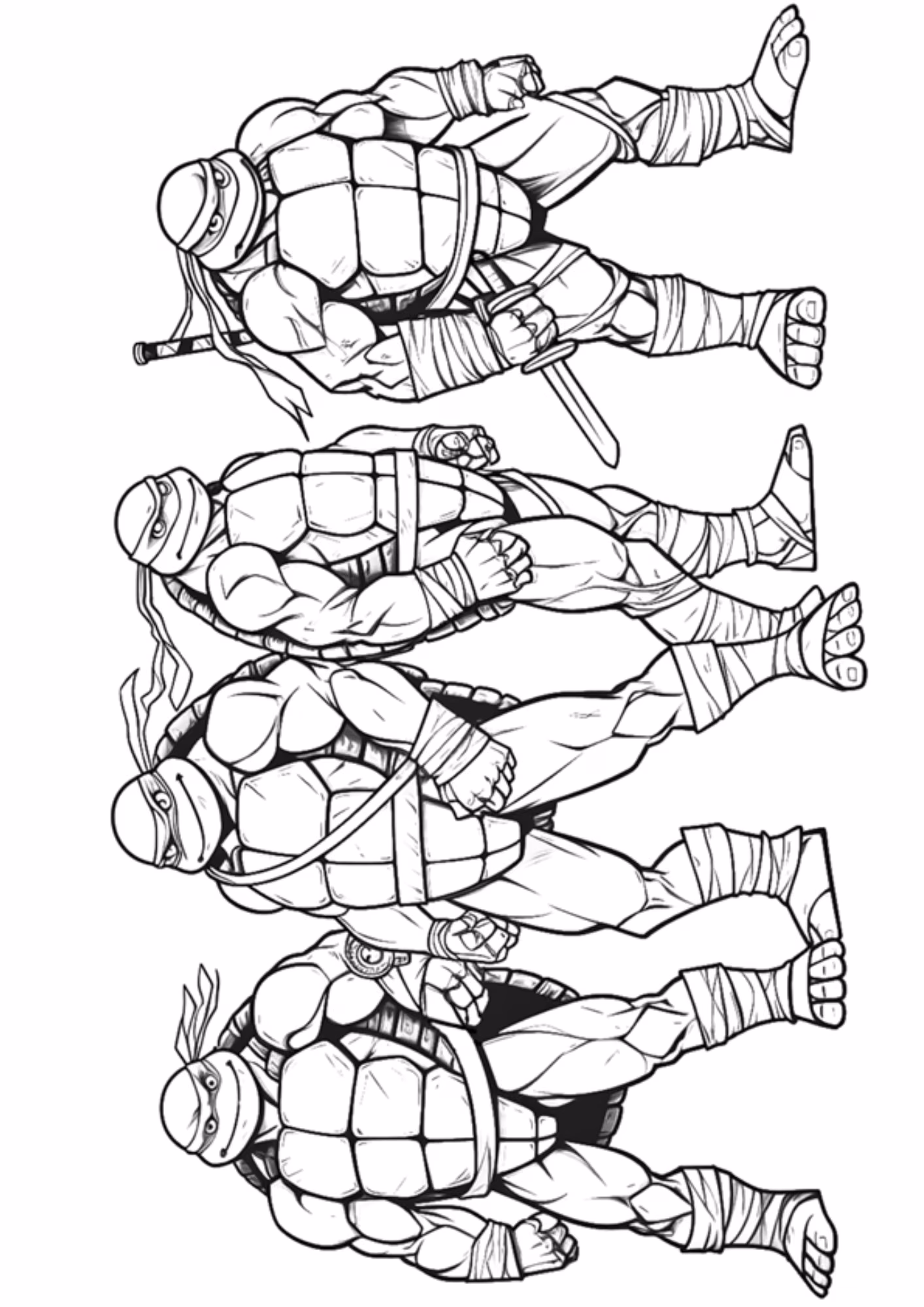 Tartarugas ninja e para colorir — desenho para imprimir
