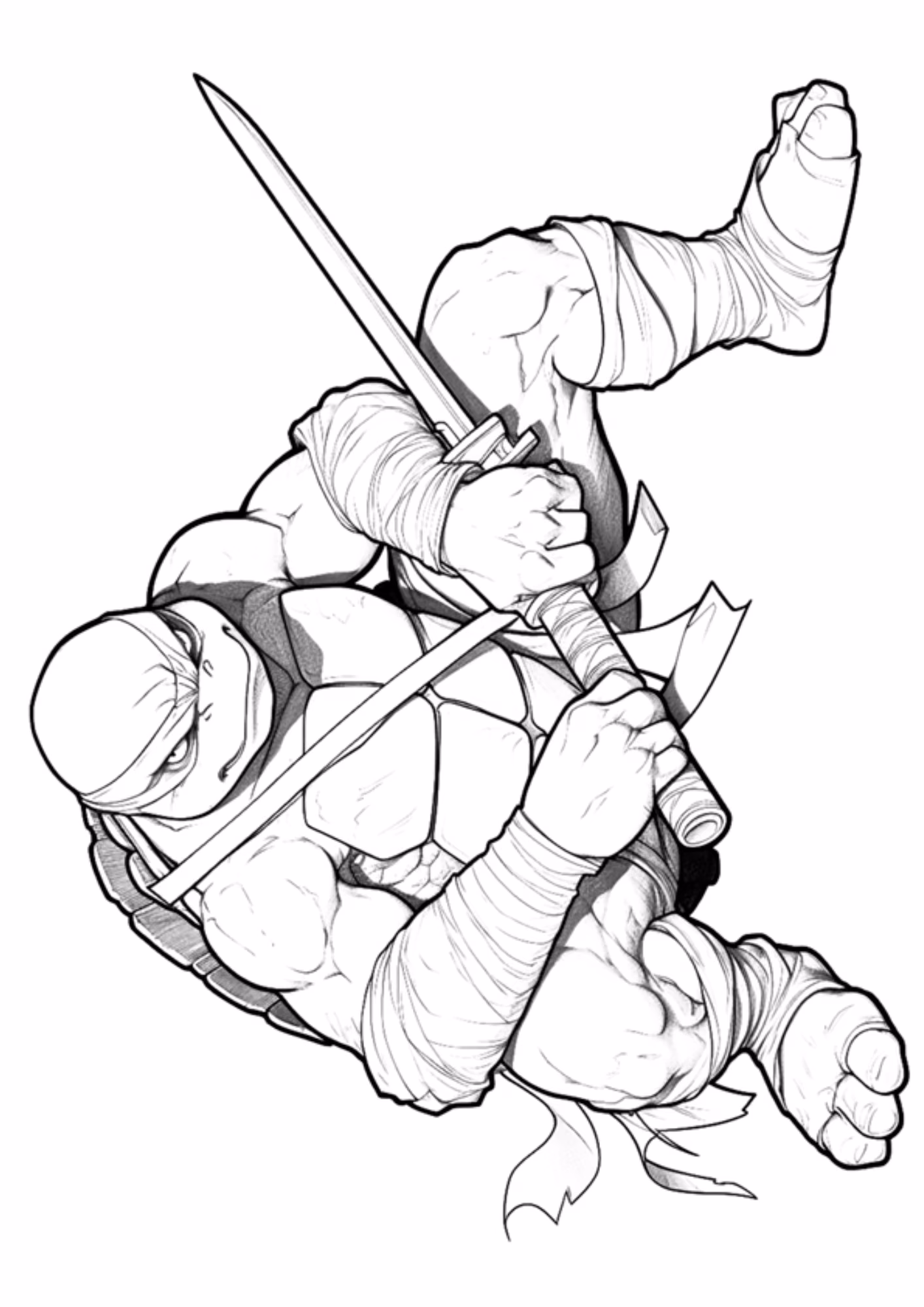 Tartarugas ninja e para colorir — desenho para imprimir
