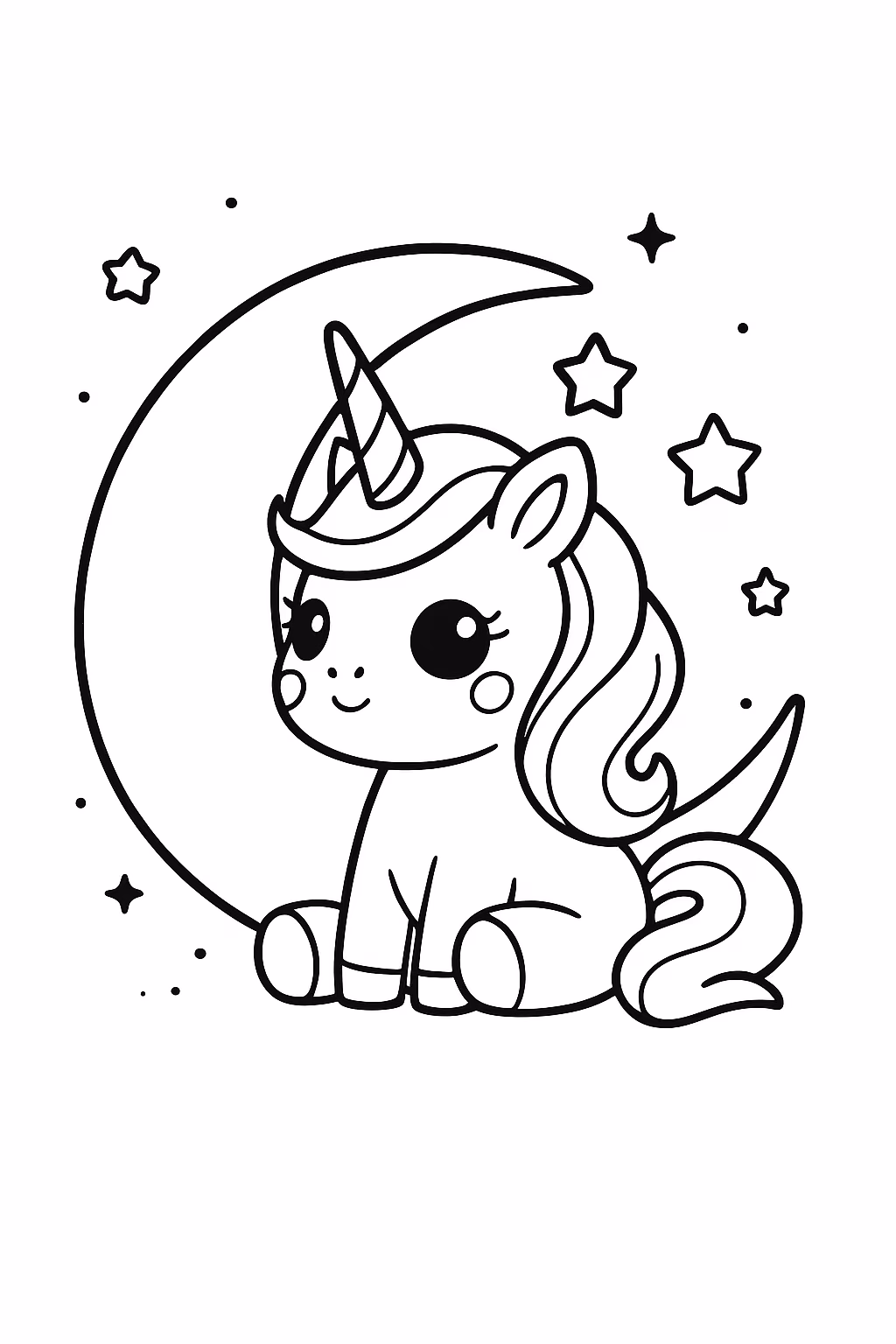Unicornio e para colorir — desenho para imprimir