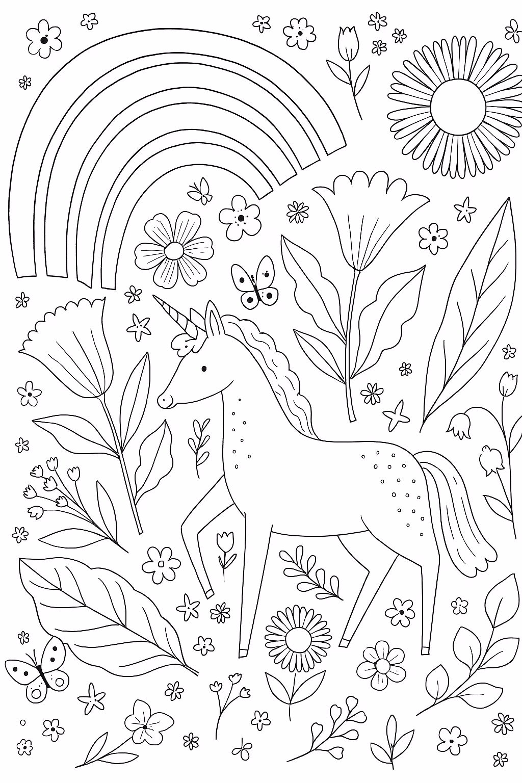 Unicornio e para colorir — desenho para imprimir