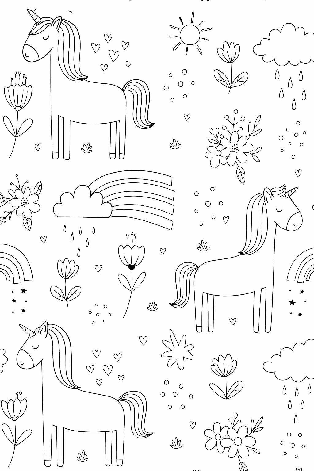 Unicornio e para colorir — desenho para imprimir