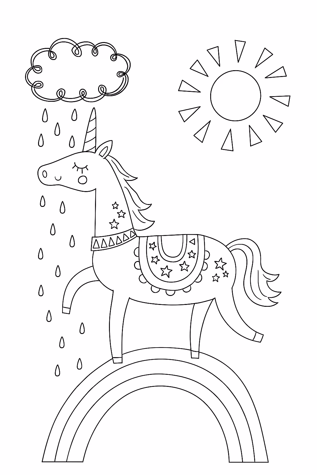 Unicornio e para colorir — desenho para imprimir