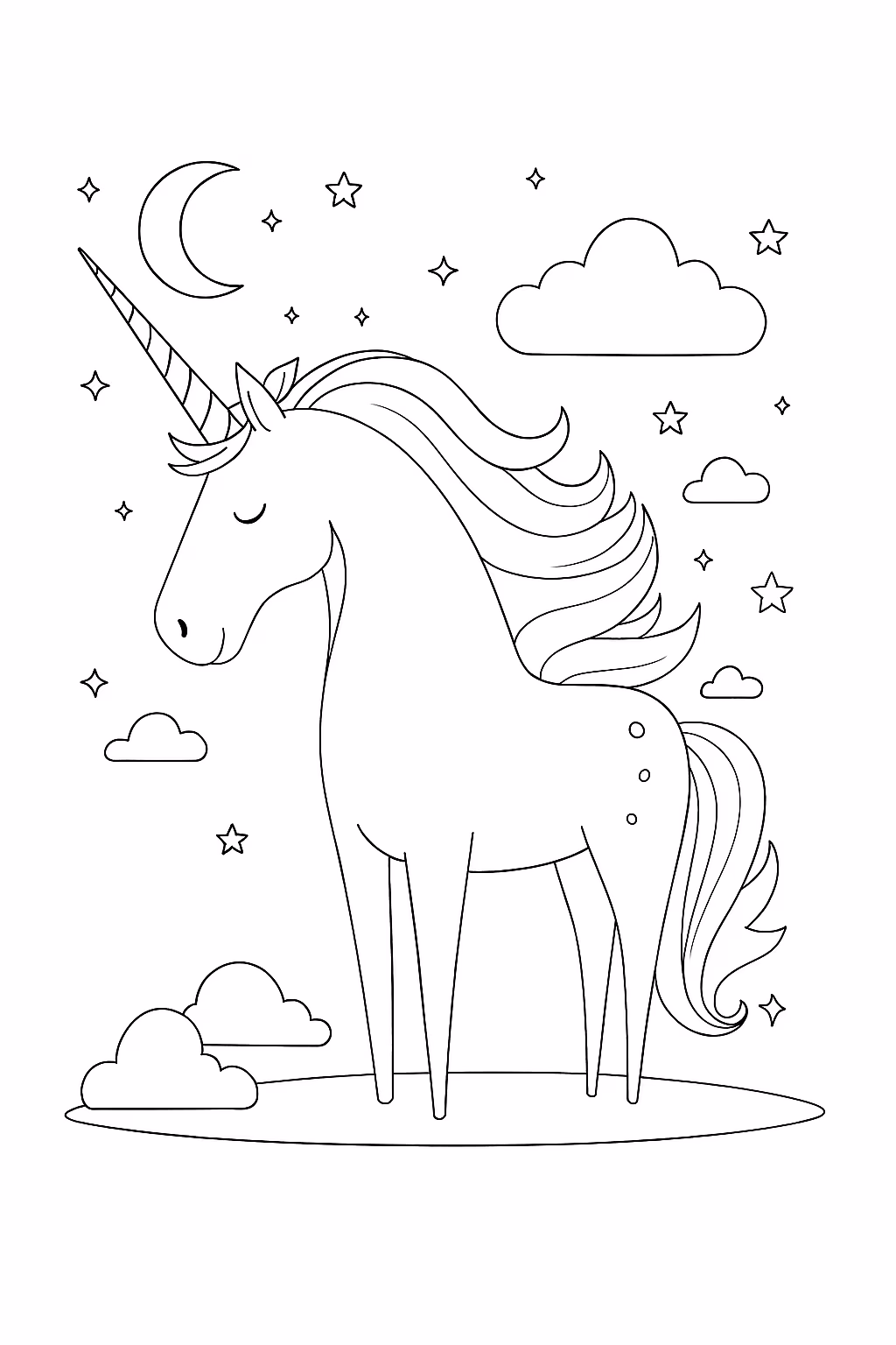 Unicornio e para colorir — desenho para imprimir