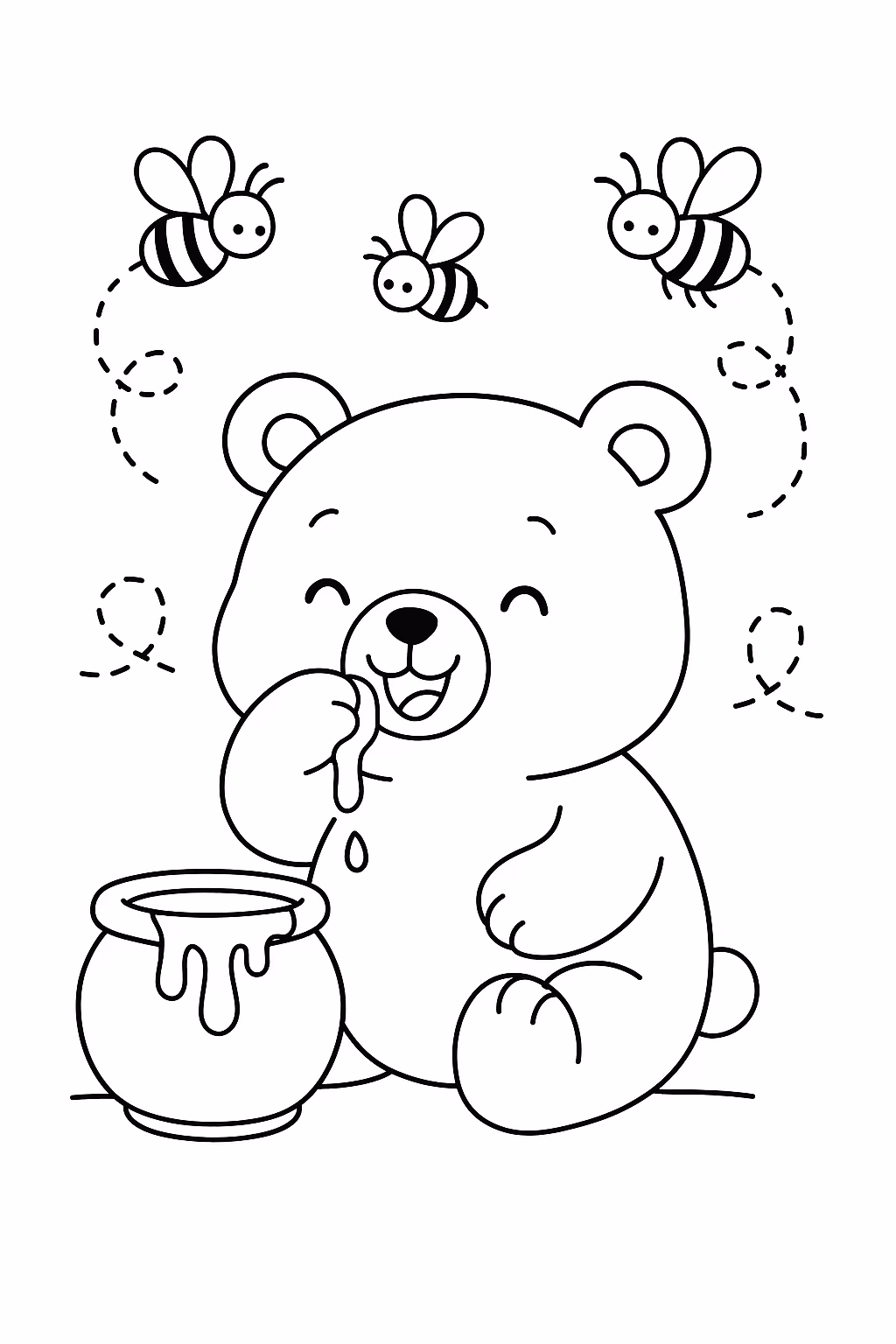 Ursinho mel min para colorir — desenho para imprimir