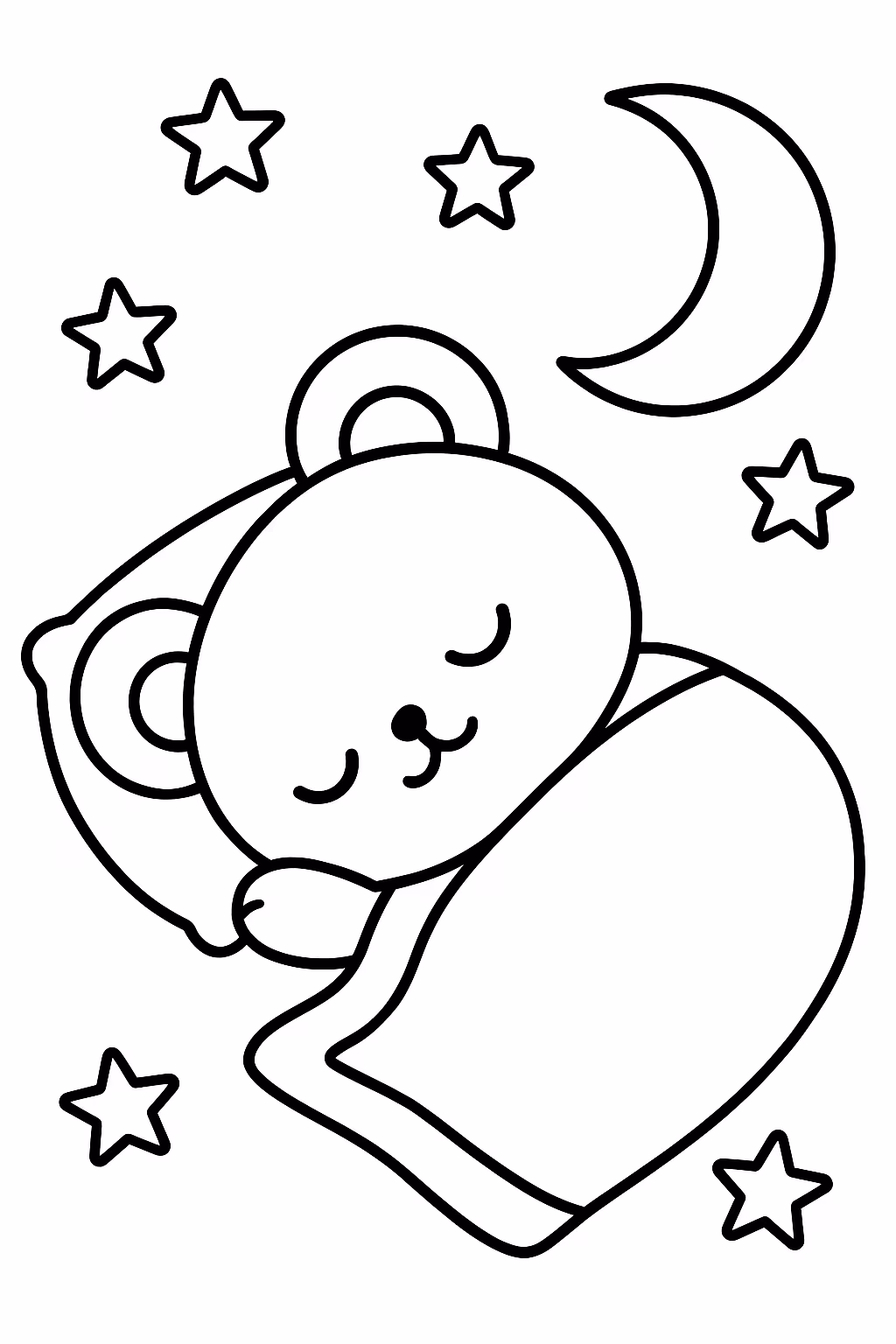 Ursinho dormindo min para colorir — desenho para imprimir