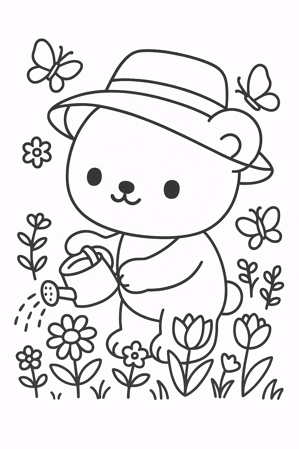 Ursinho jardim min para colorir — desenho para imprimir