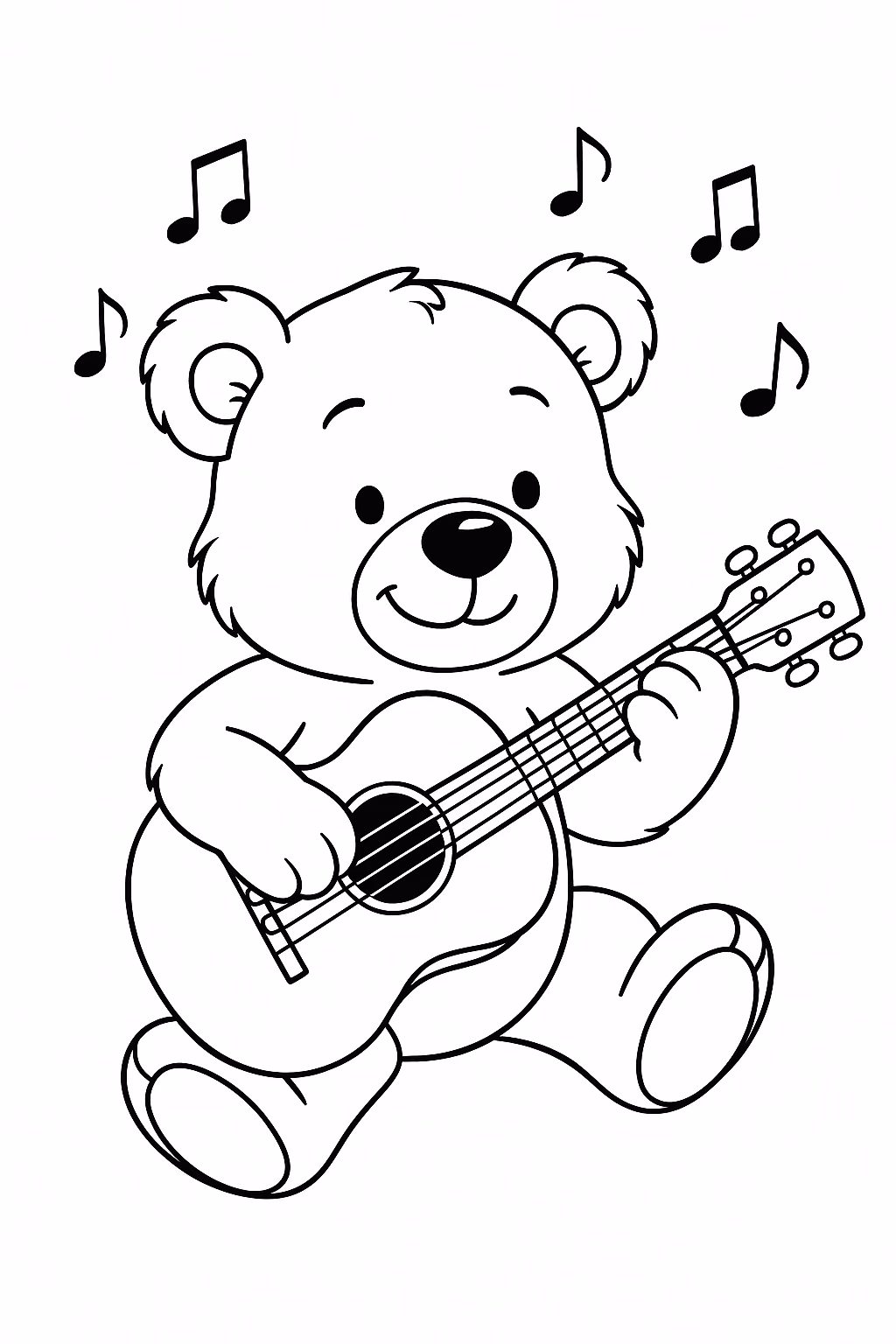 Ursinho musica min para colorir — desenho para imprimir