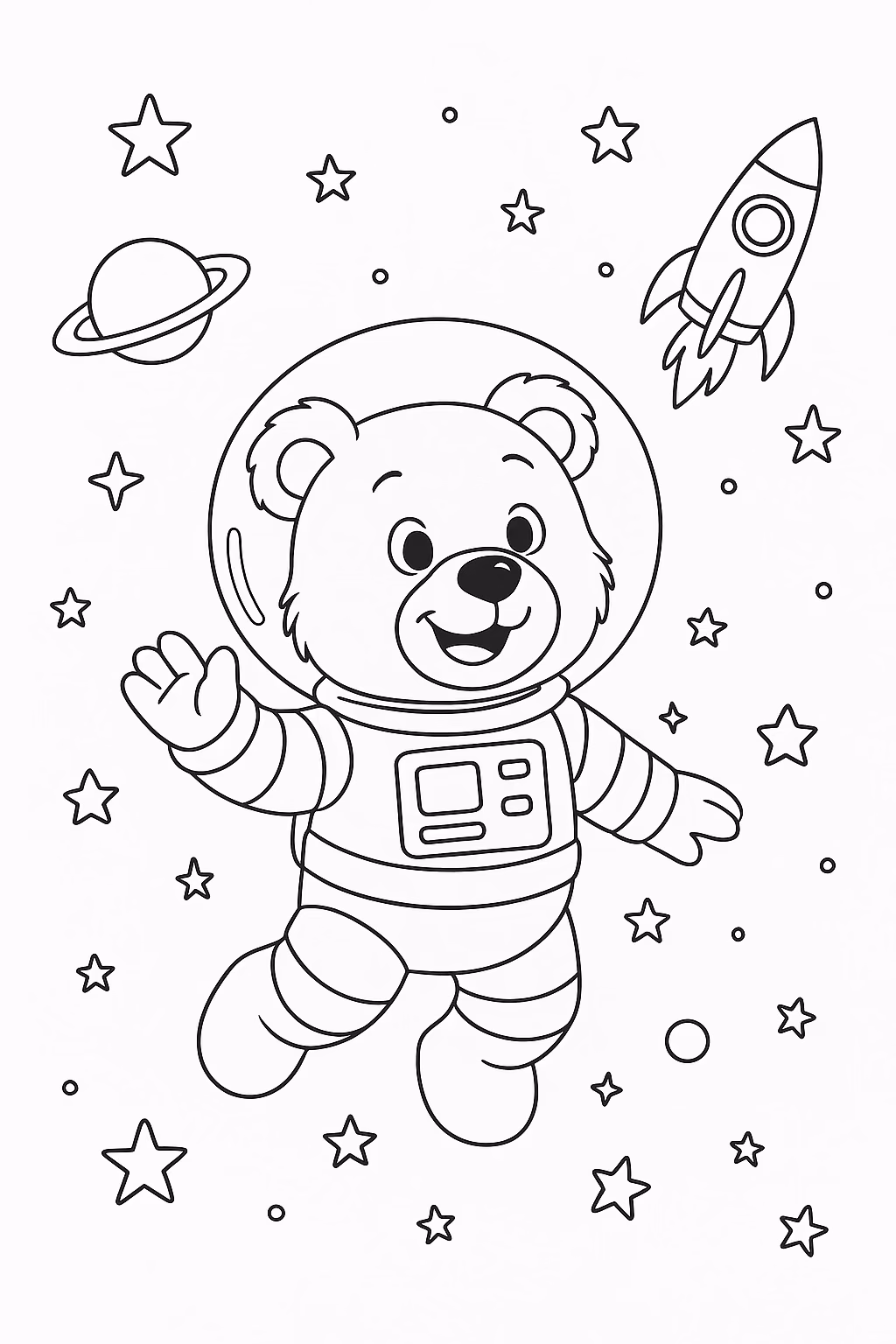 Ursinho astronauta min para colorir — desenho para imprimir