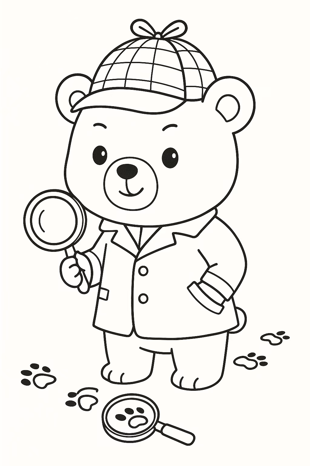 Ursinho detetive min para colorir — desenho para imprimir