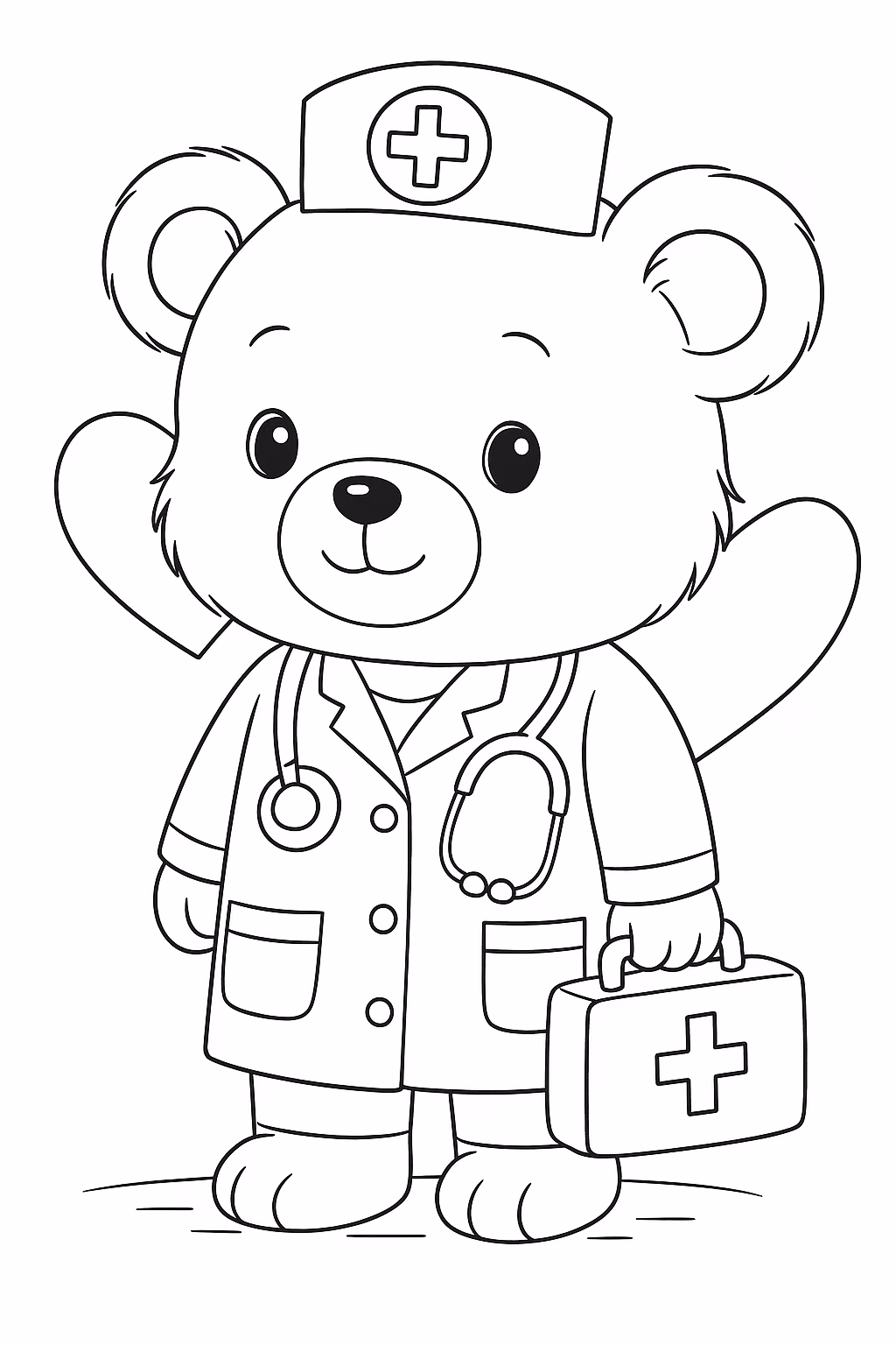 Ursinho medico min para colorir — desenho para imprimir