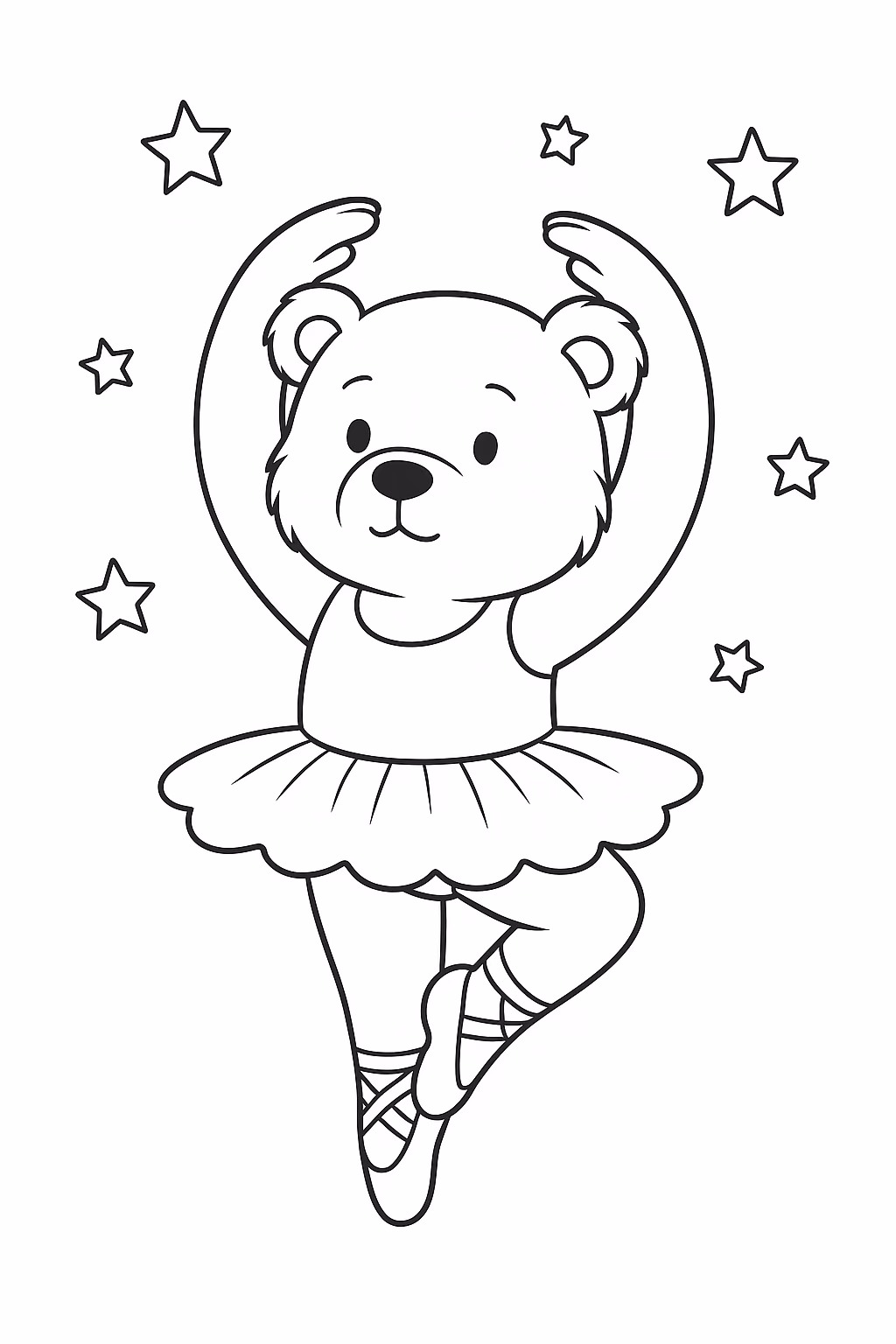 Ursinho bailarino min para colorir — desenho para imprimir