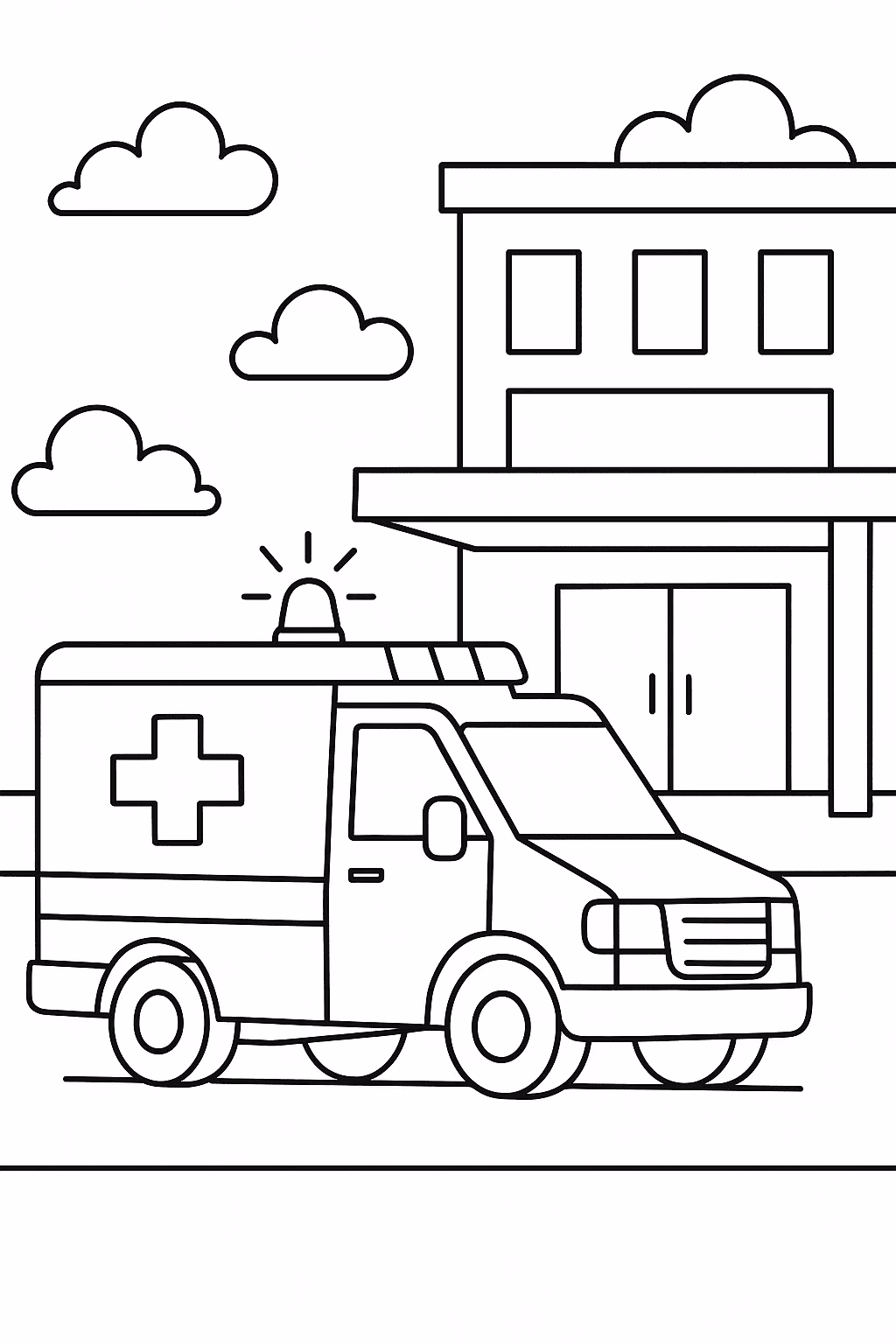 Ambulancia hospital para colorir — desenho para imprimir