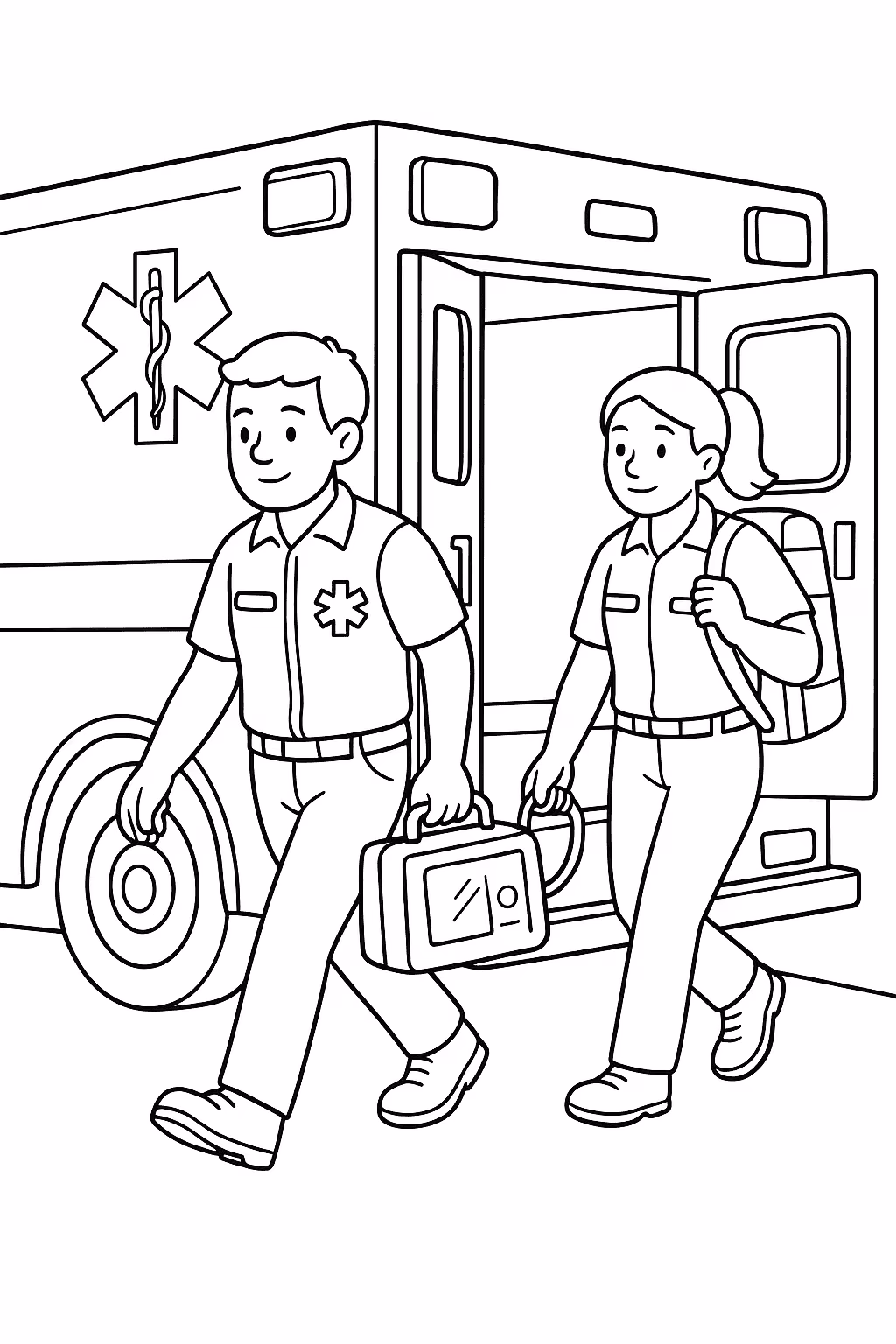Ambulancia paramedicos para colorir — desenho para imprimir