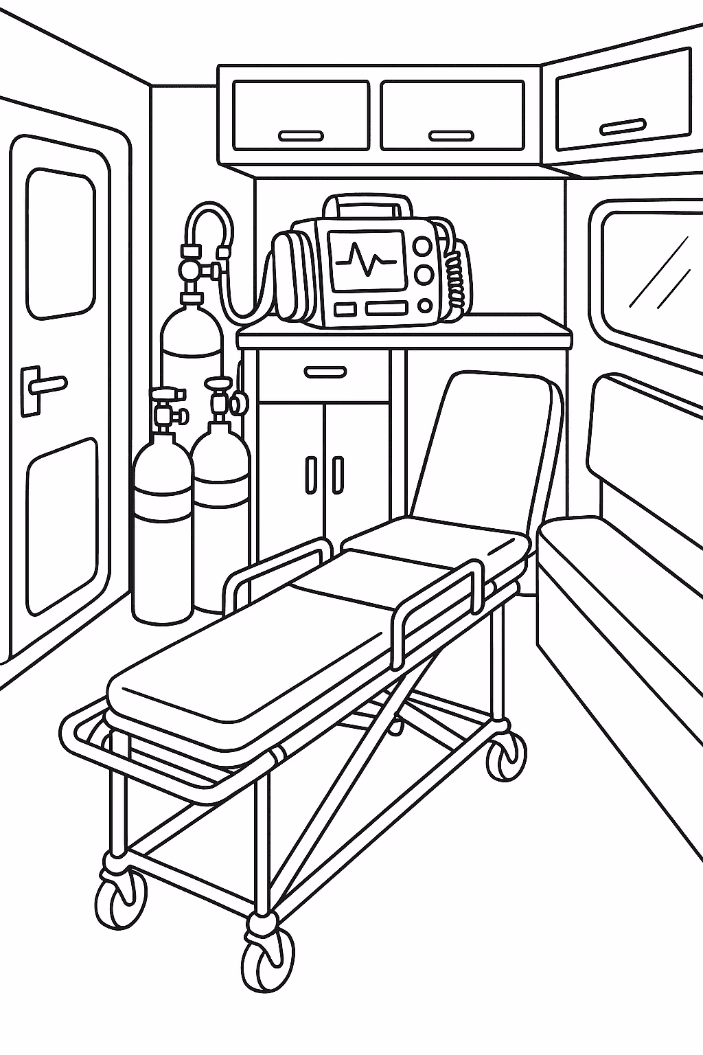 Ambulancia equipamentos para colorir — desenho para imprimir