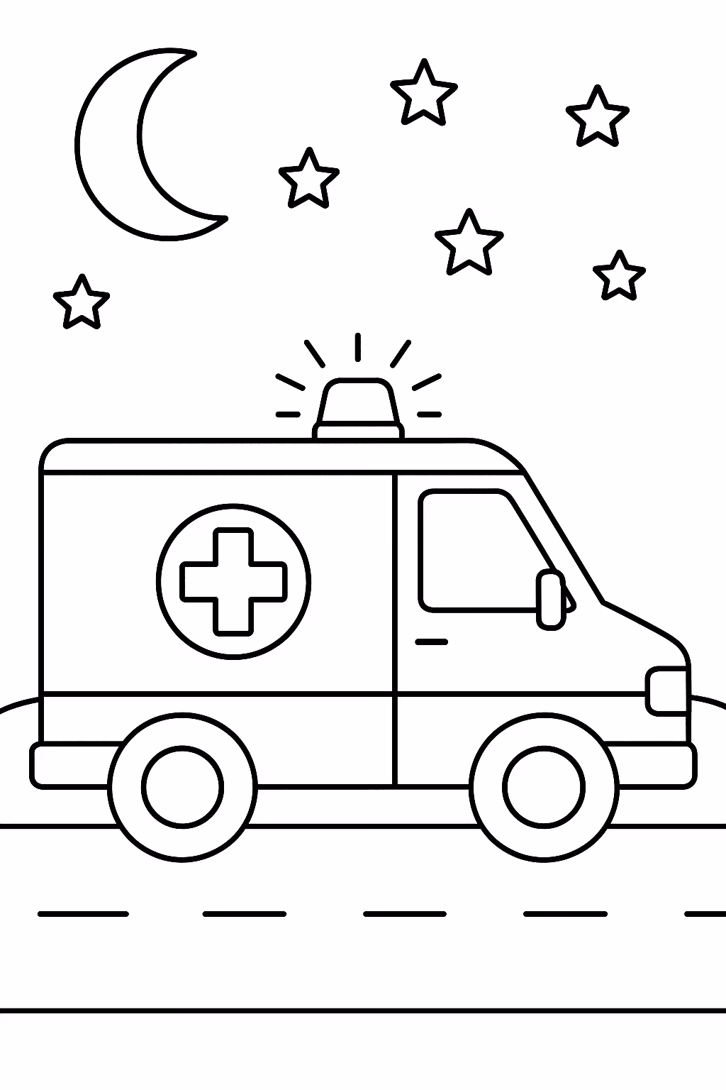 Ambulancia noite para colorir — desenho para imprimir