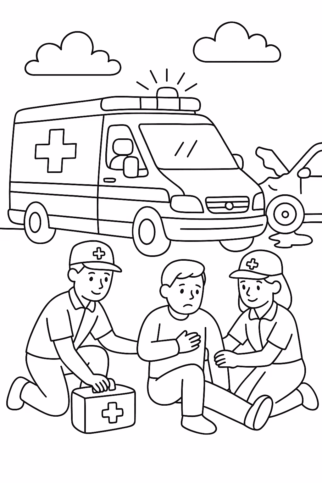 Ambulancia acidente para colorir — desenho para imprimir