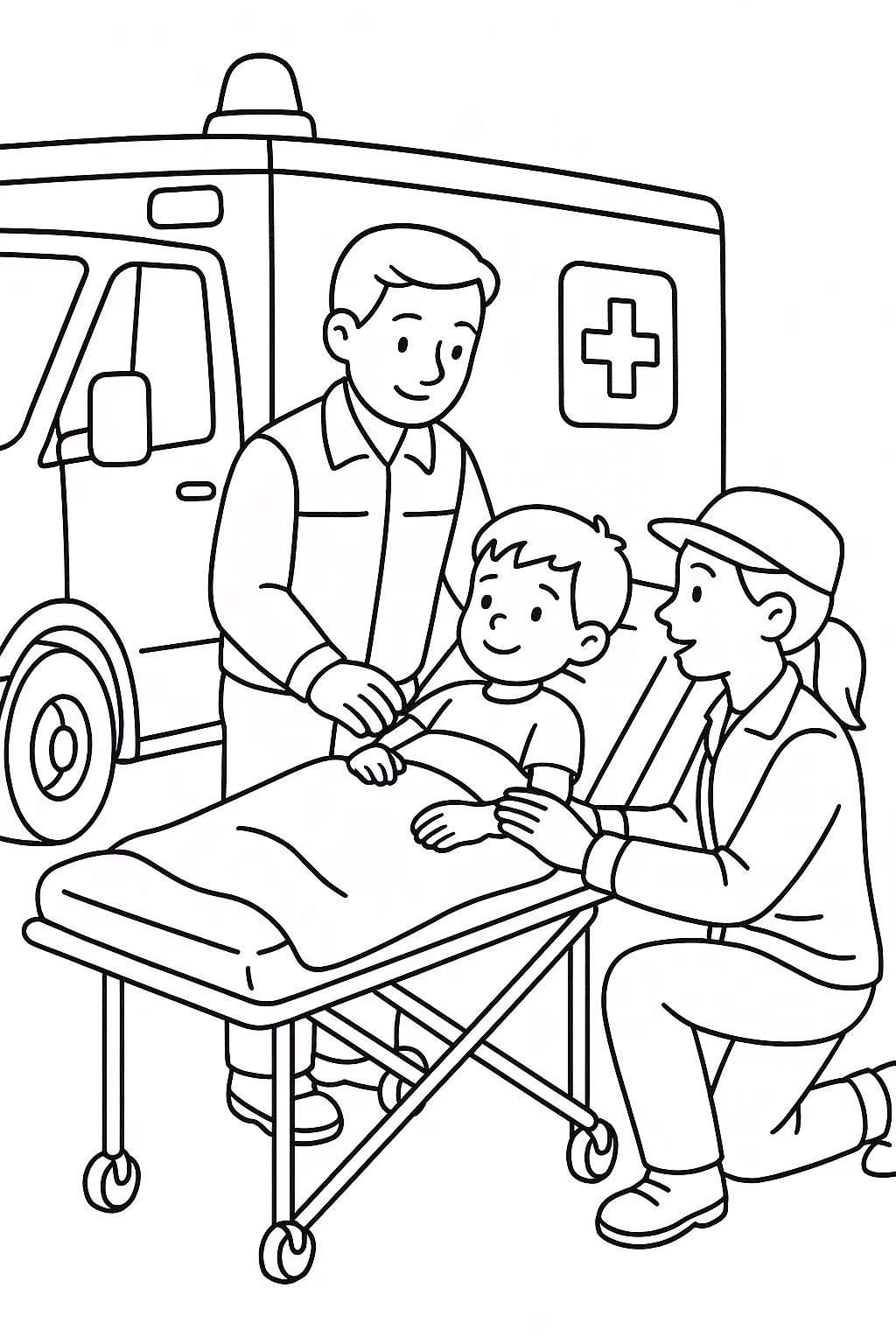 Ambulancia crianca para colorir — desenho para imprimir