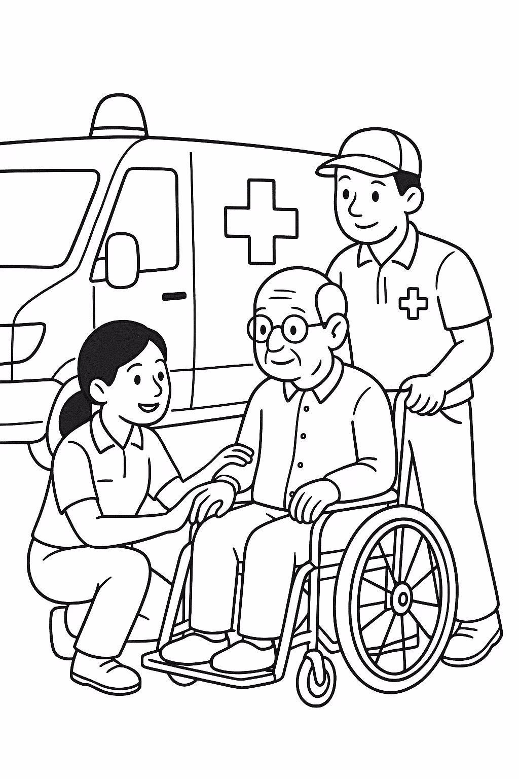 Ambulancia idoso para colorir — desenho para imprimir