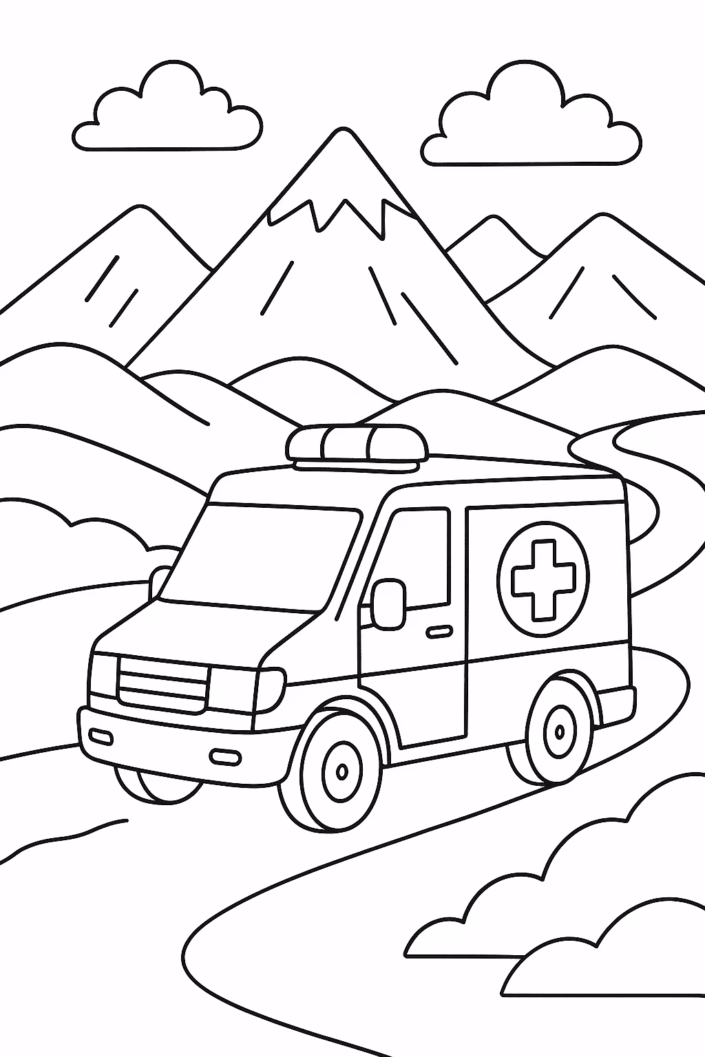 Ambulancia montanha para colorir — desenho para imprimir