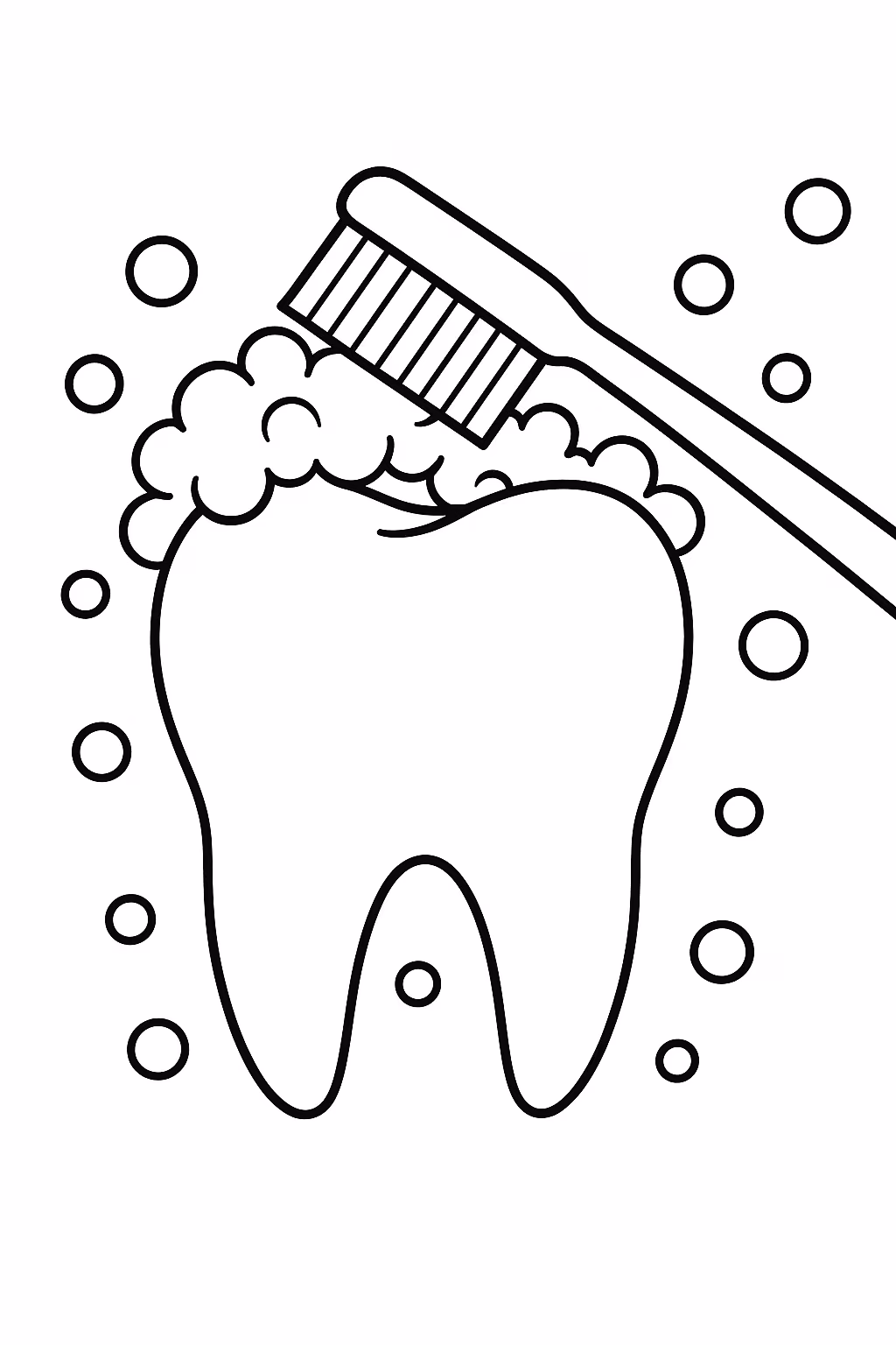 Dente escovando para colorir — desenho para imprimir
