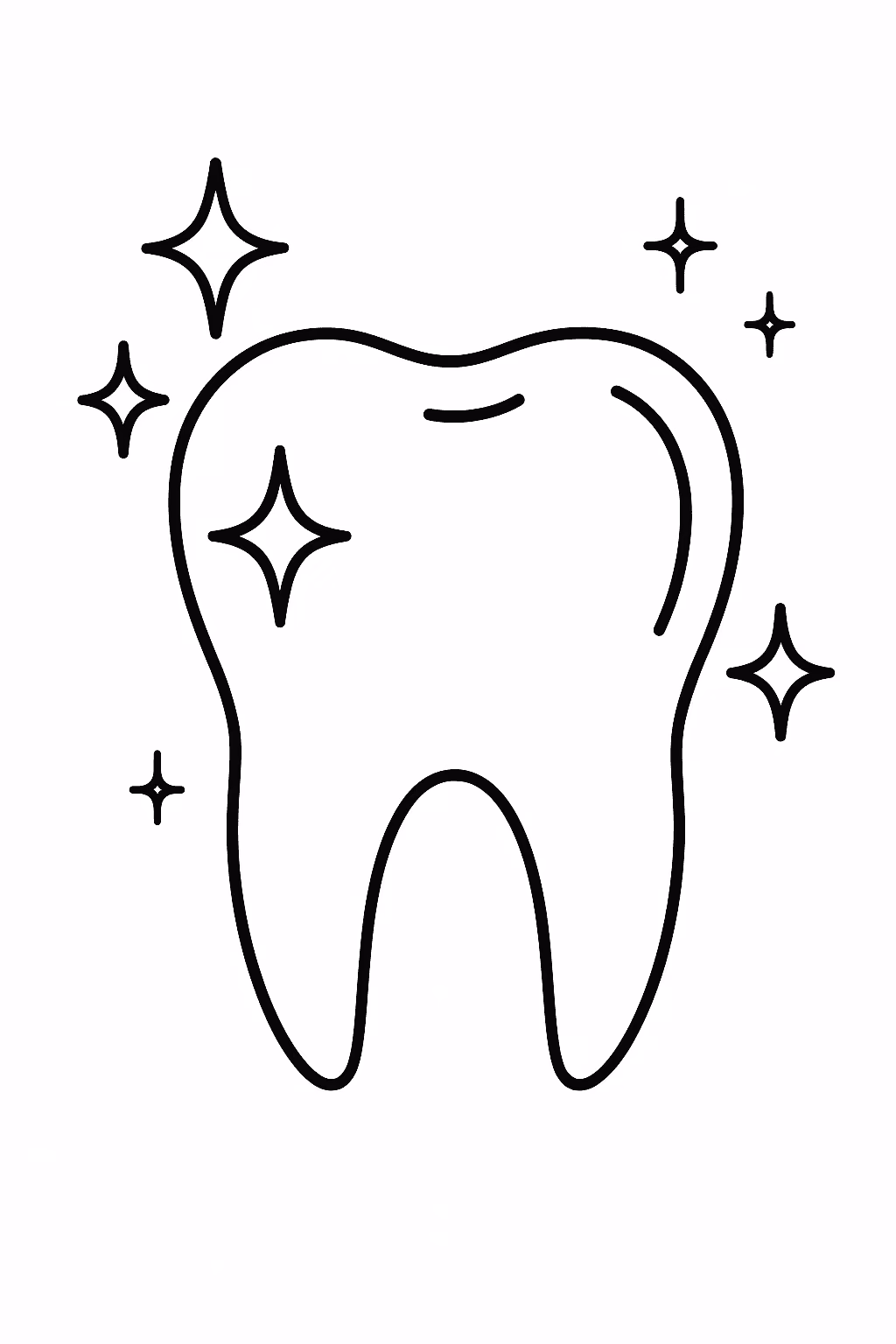 Dente brilhante para colorir — desenho para imprimir
