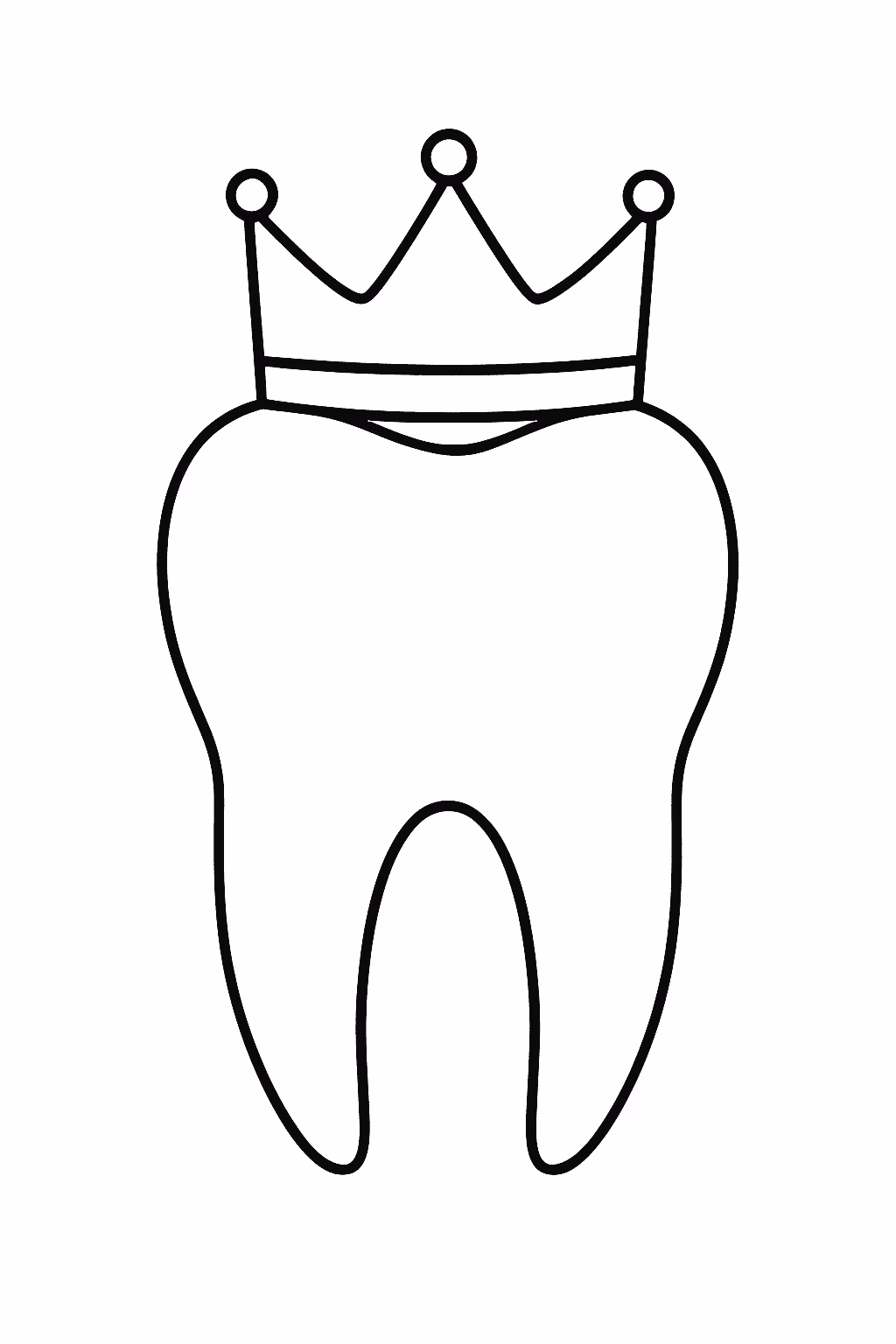Dente coroa para colorir — desenho para imprimir