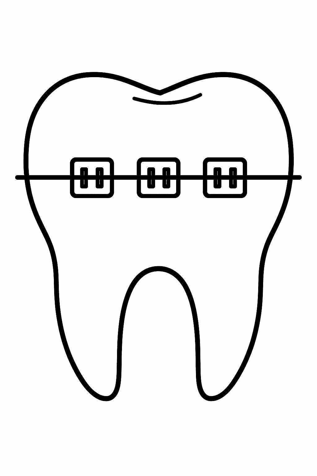 Dente aparelho para colorir — desenho para imprimir