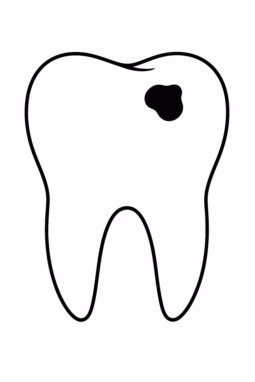 Dente carie para colorir — desenho para imprimir