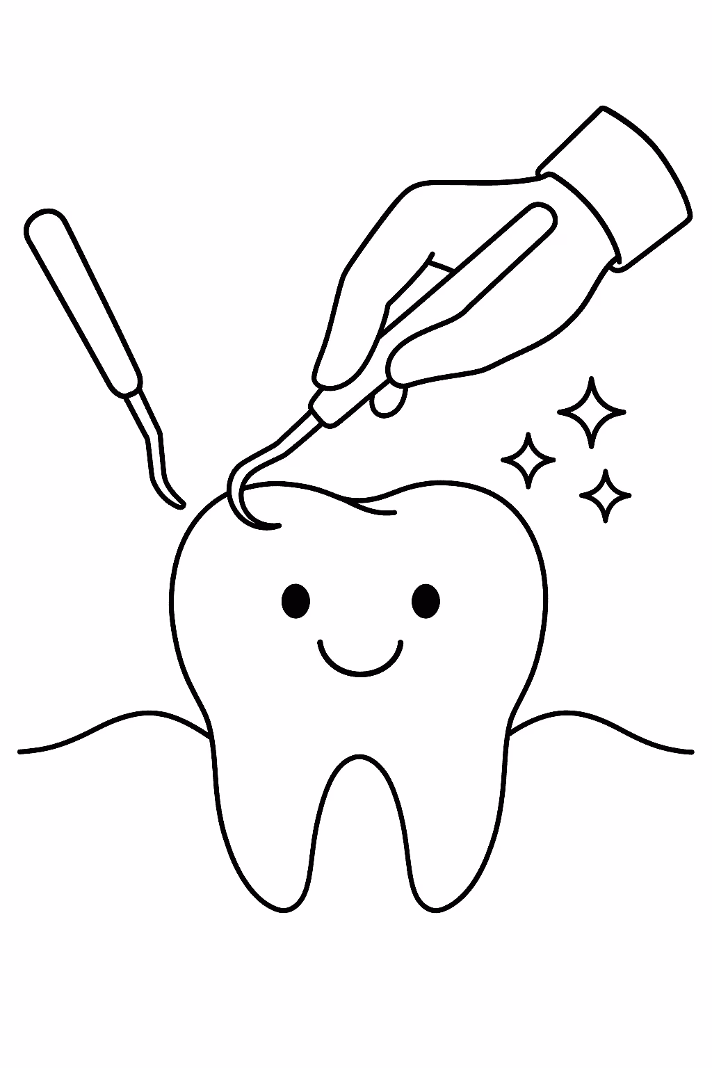 Dente limpeza para colorir — desenho para imprimir