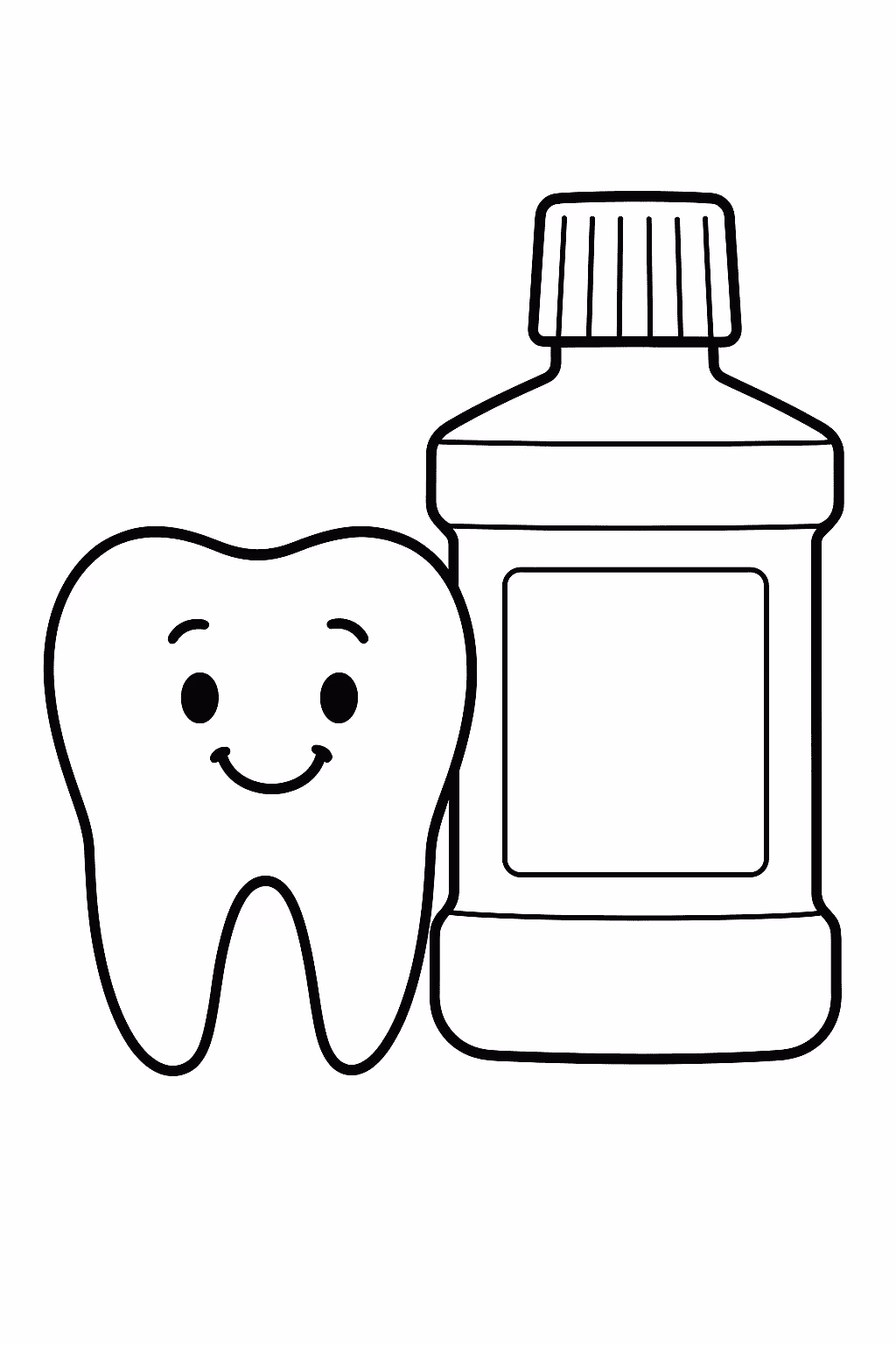Dente enxaguante para colorir — desenho para imprimir