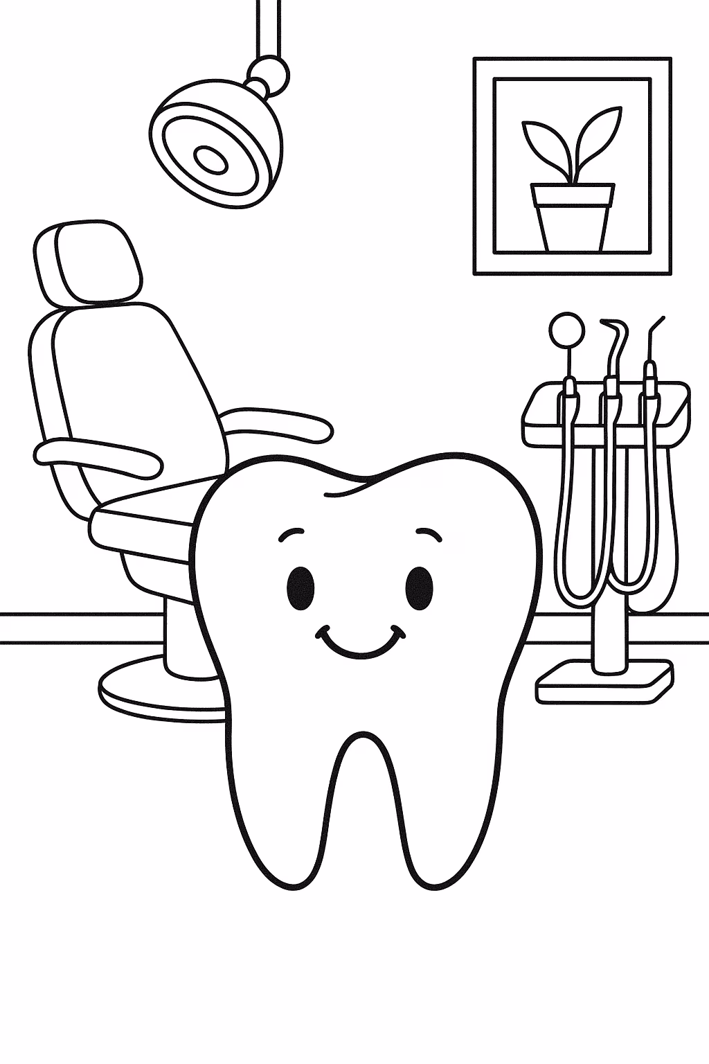 Dente consultorio para colorir — desenho para imprimir