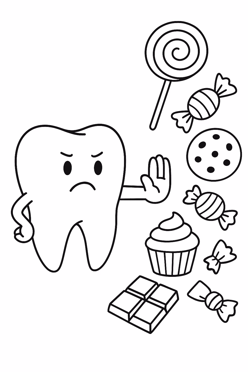 Dente doces para colorir — desenho para imprimir