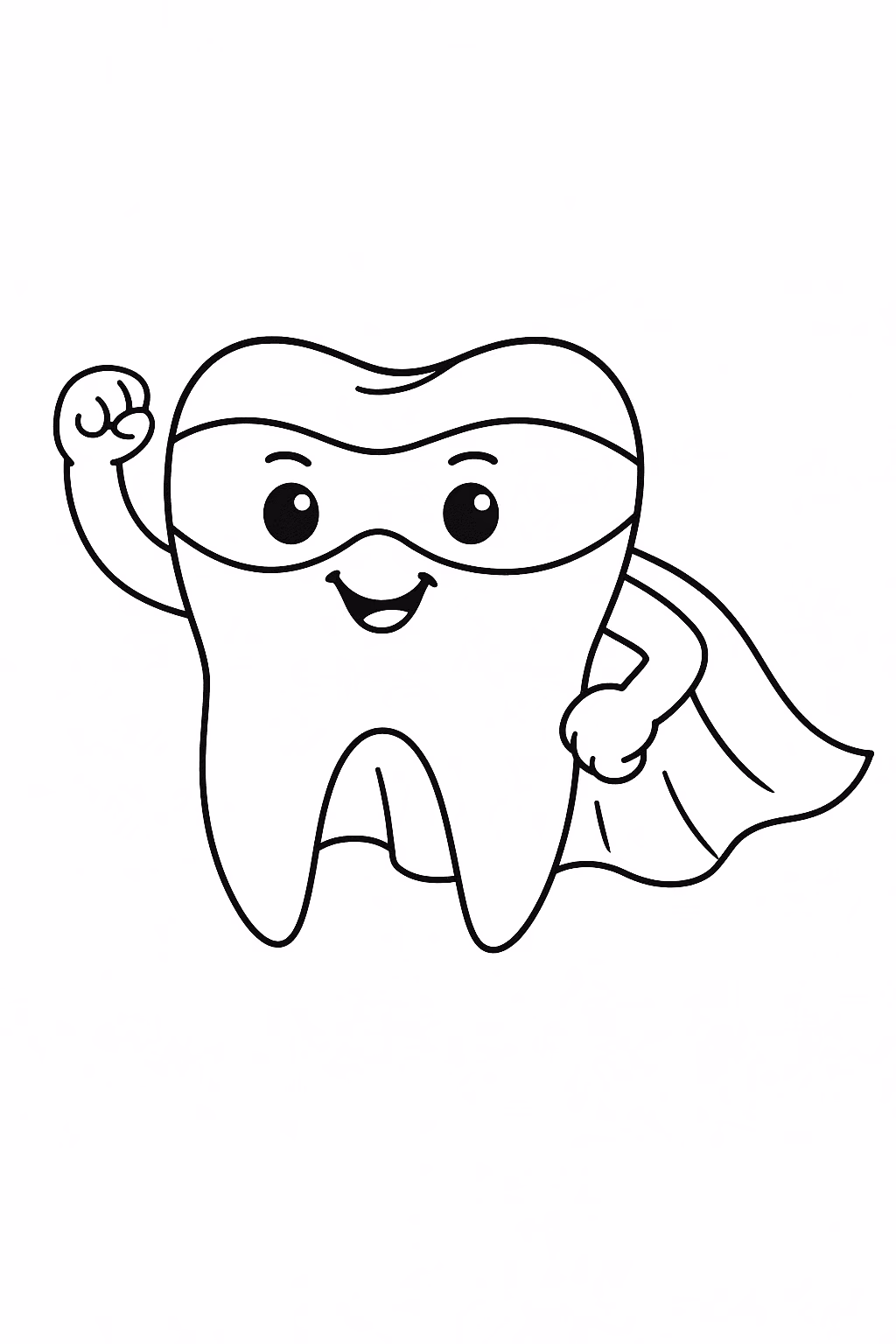 Dente super heroi para colorir — desenho para imprimir