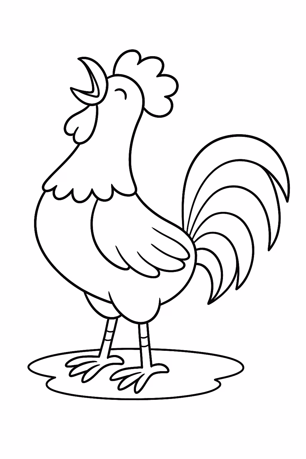 Galo cantando para colorir — desenho para imprimir