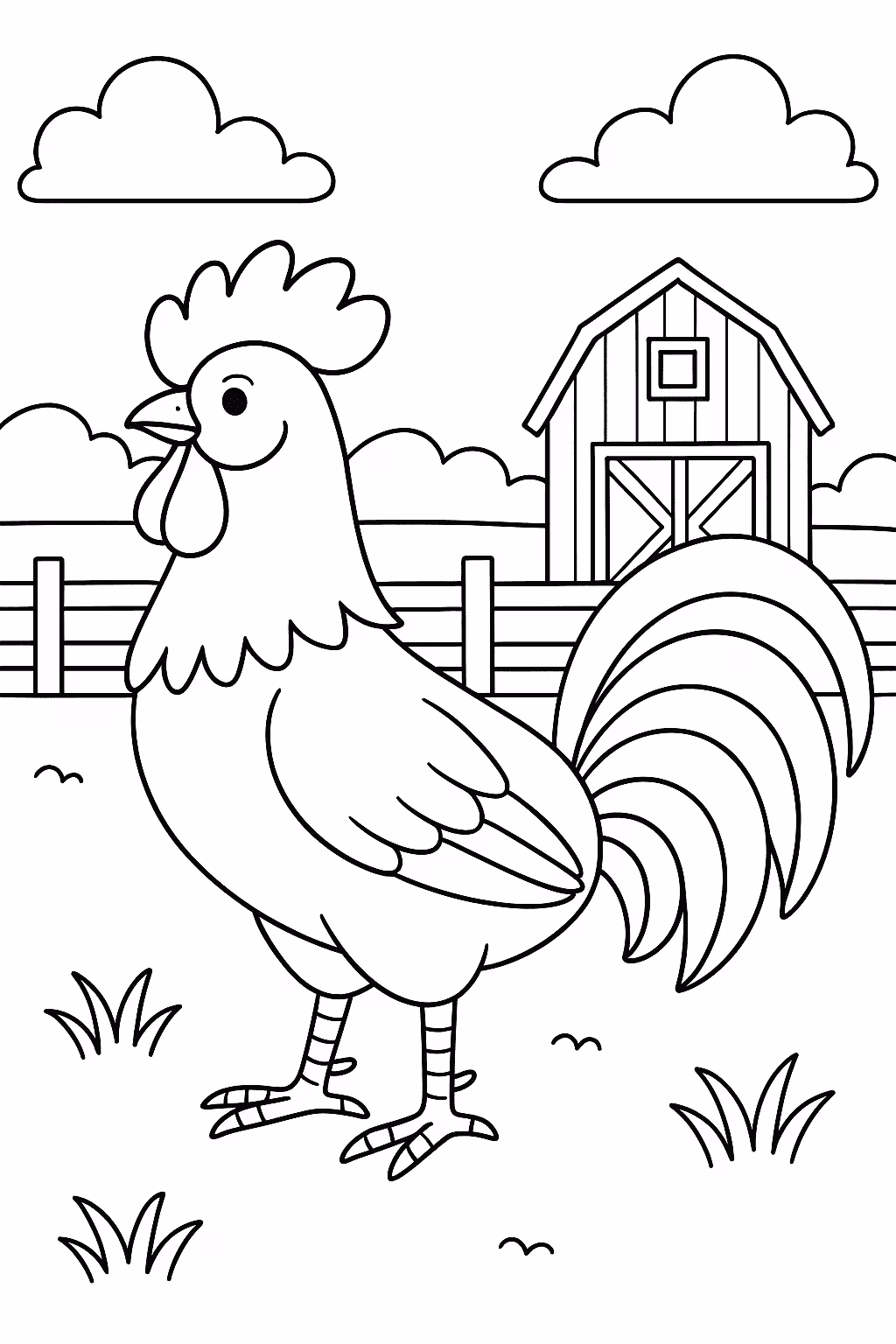 Galo fazenda para colorir — desenho para imprimir