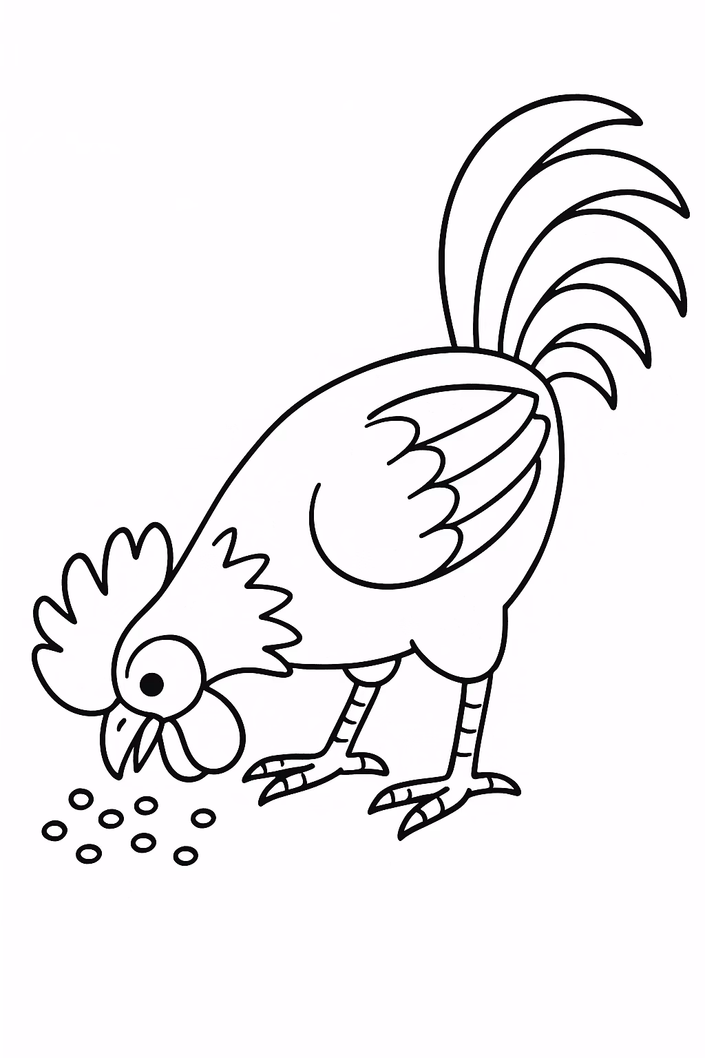 Galo bicando para colorir — desenho para imprimir